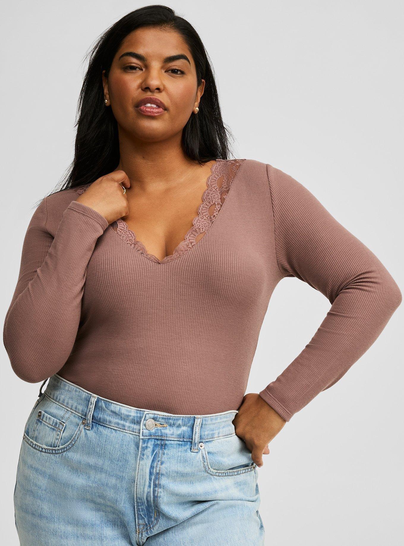 Waffle V-Neck Top