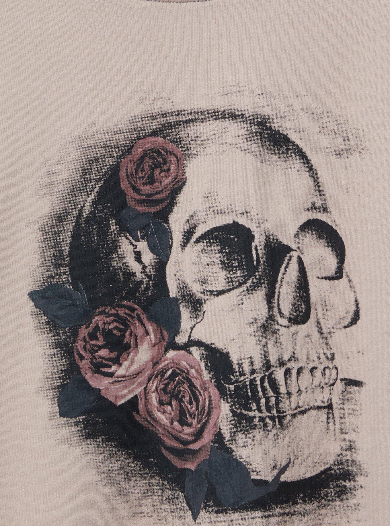 Skull Floral Classic Fit Crew Heritage Jersey Tee