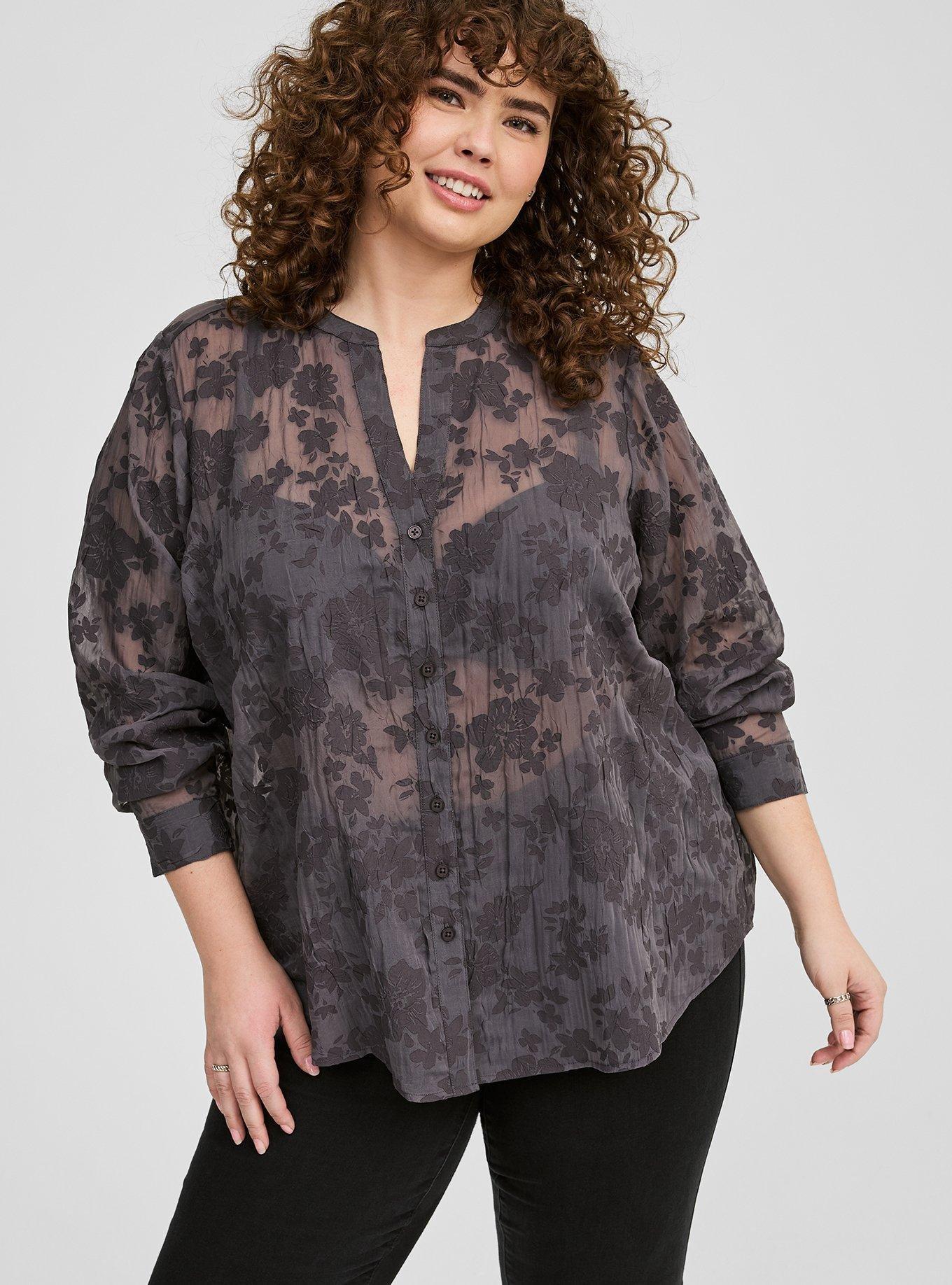 Plus Size - Burnout Button Down Blouse - Torrid