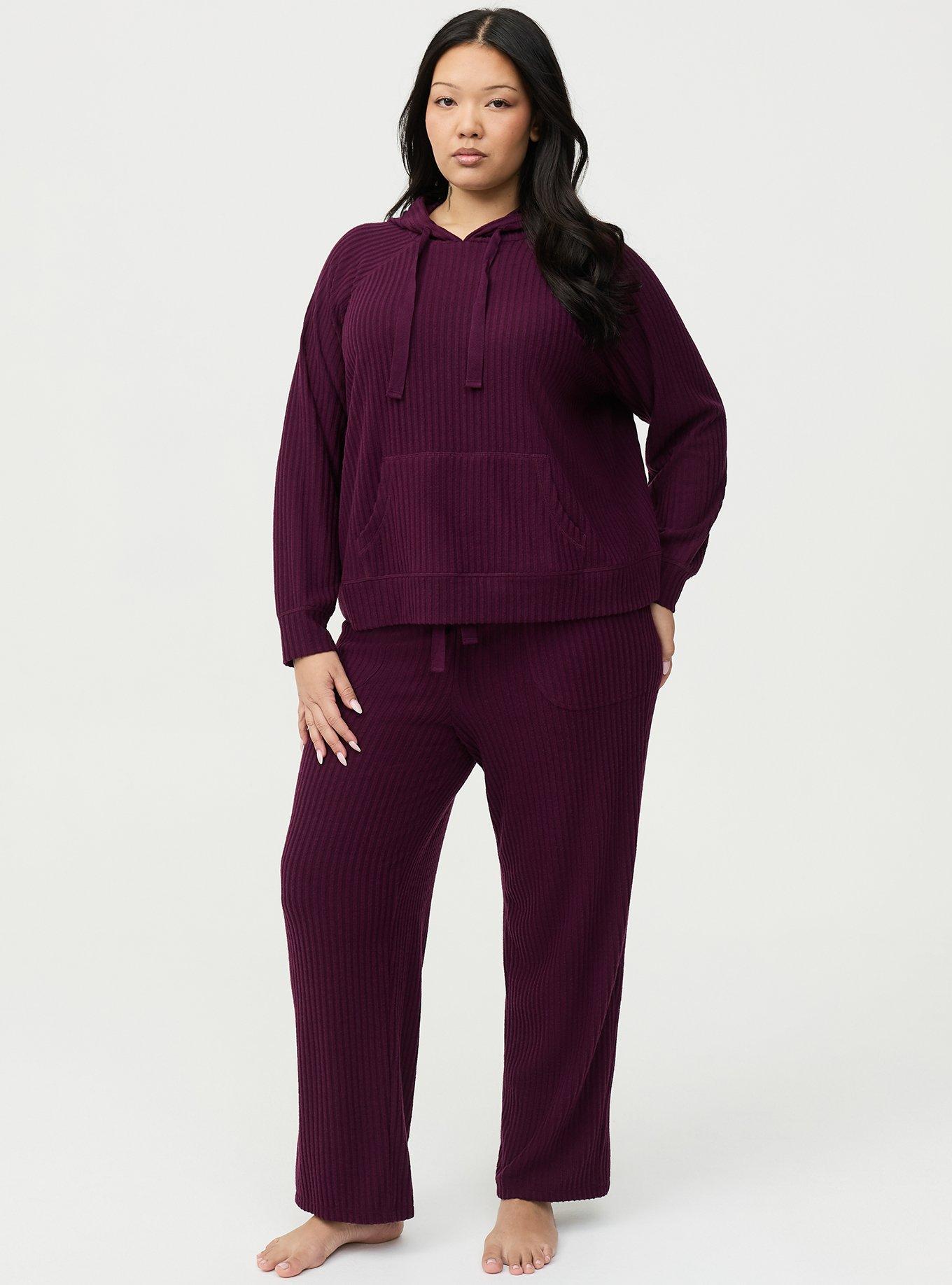 Super Soft Plush Rib Lounge Hoodie, POTENT PURPLE, alternate