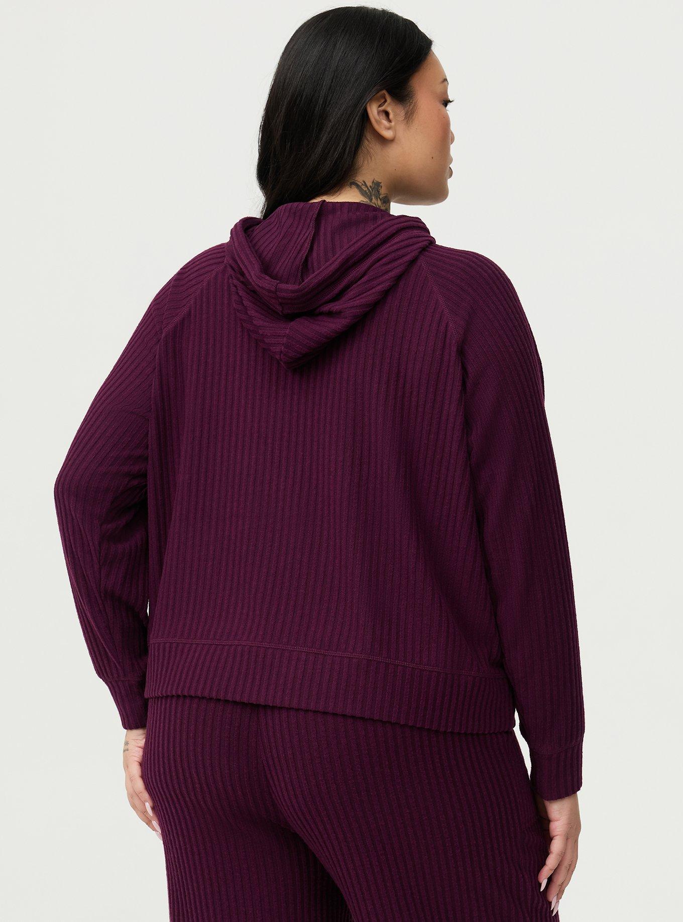 Super Soft Plush Rib Lounge Hoodie, POTENT PURPLE, alternate