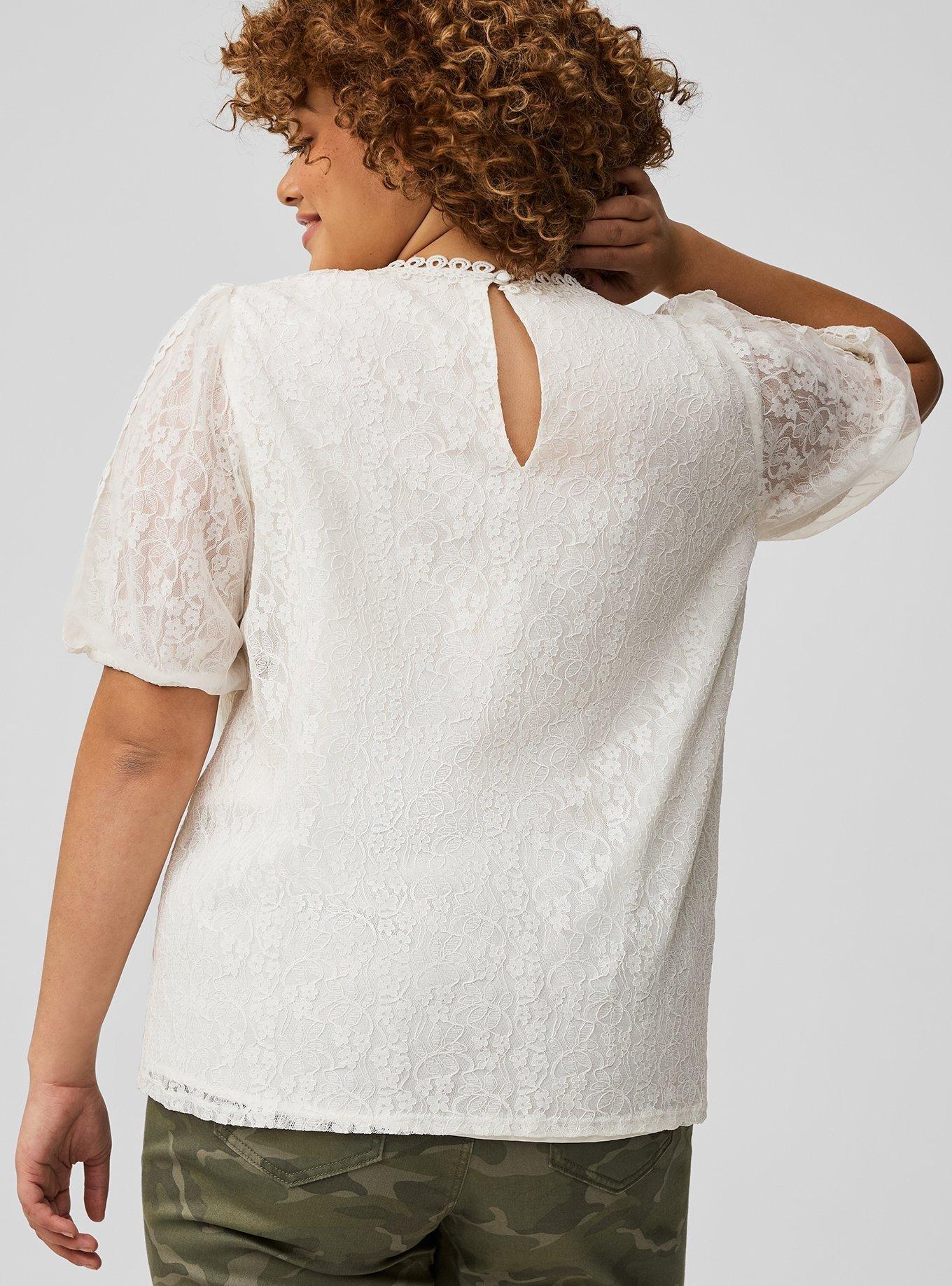 Lace Puff Short Sleeve Blouse