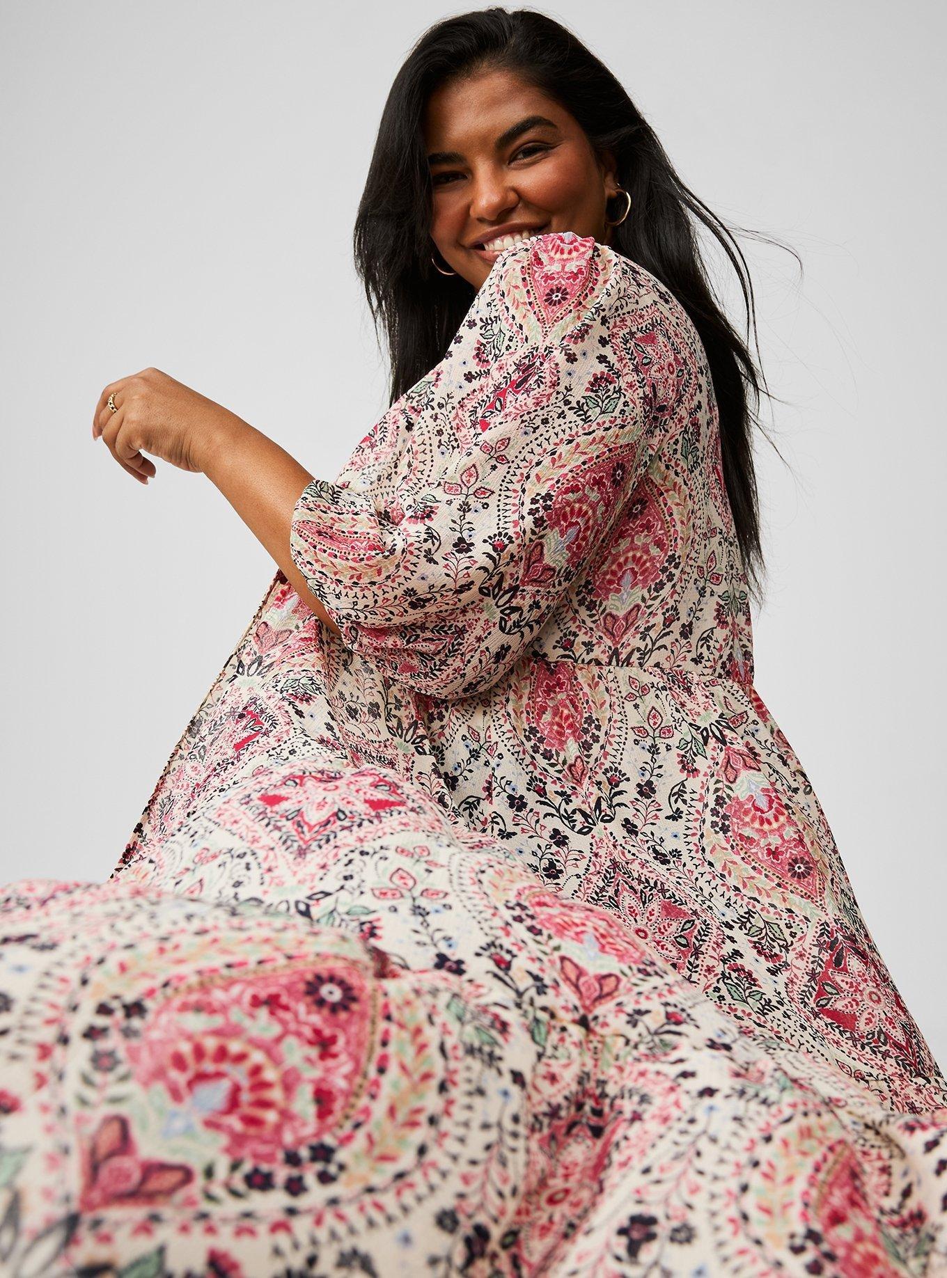 sachin and babi light blue dress Plus Size - Chiffon Tiered Maxi Kimono