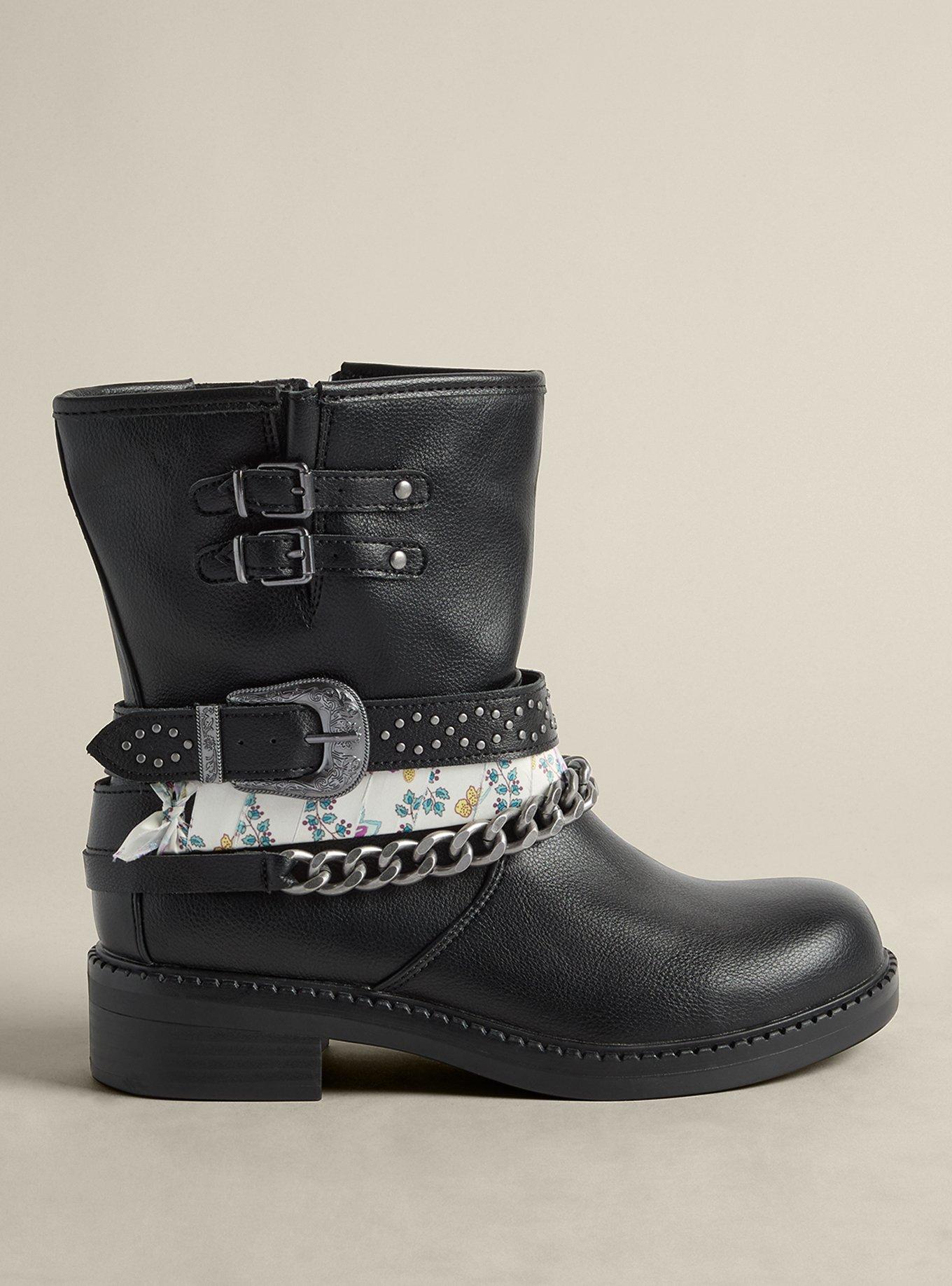 Buckle Chain Moto Bootie (WW)
