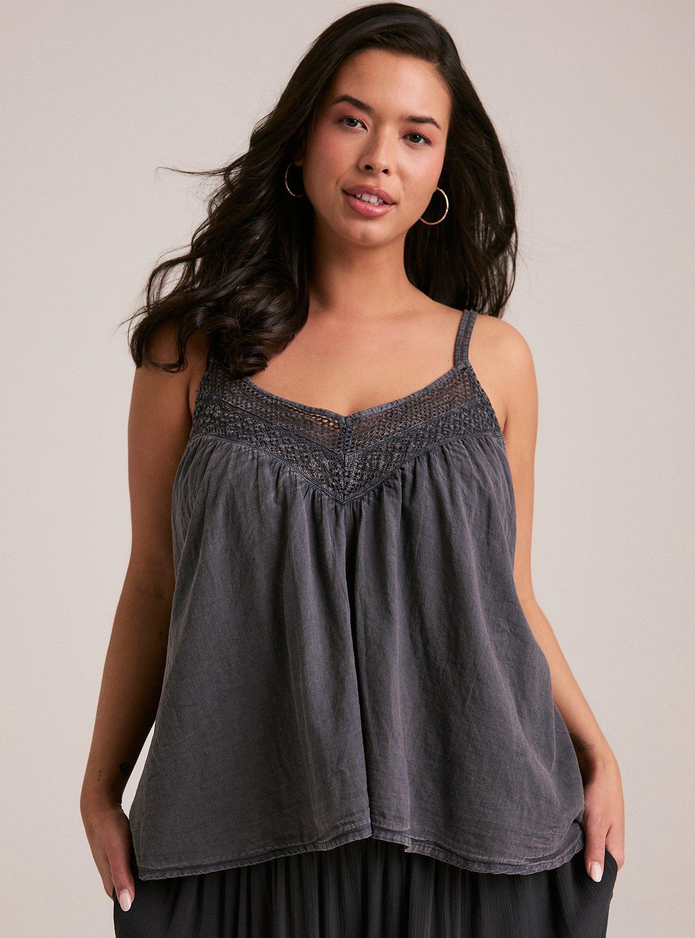 Festi Cotton Gauze Crochet Cami, PHANTOM, hi-res