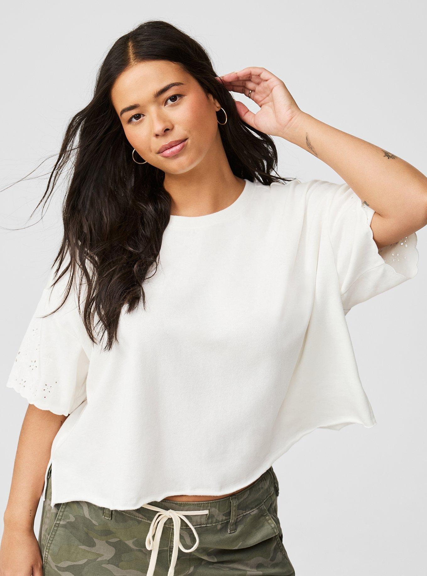 Drop-Shoulder Crop Crew Tee