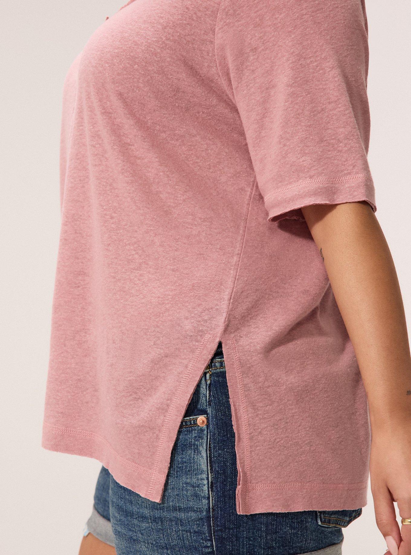 FESTI LINEN BLEND SCOOP NECK RELAXED HENLEY, WOODROSE, alternate