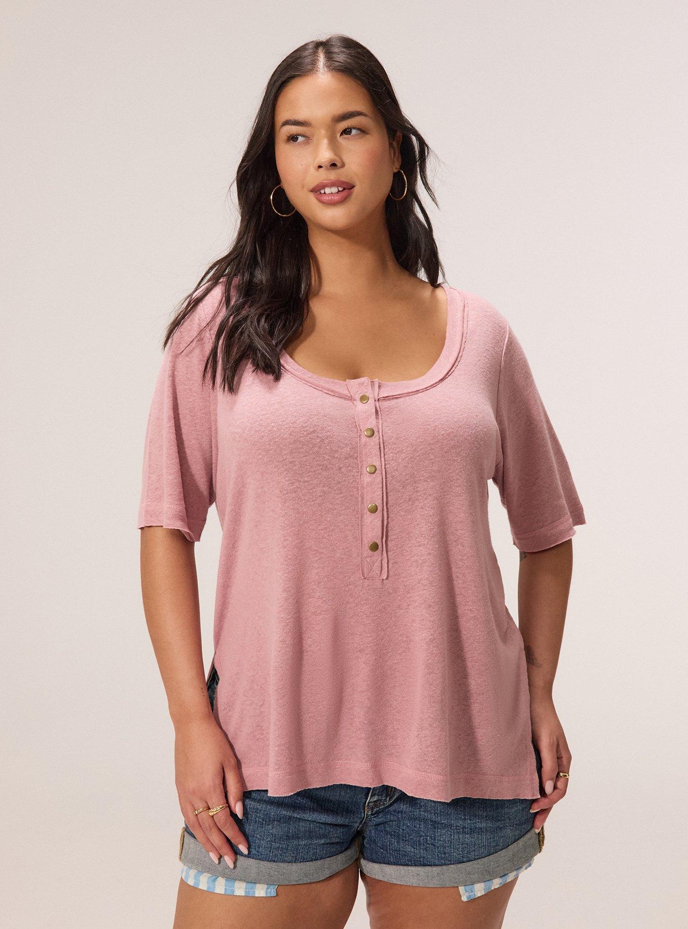 FESTI LINEN BLEND SCOOP NECK RELAXED HENLEY, WOODROSE, hi-res