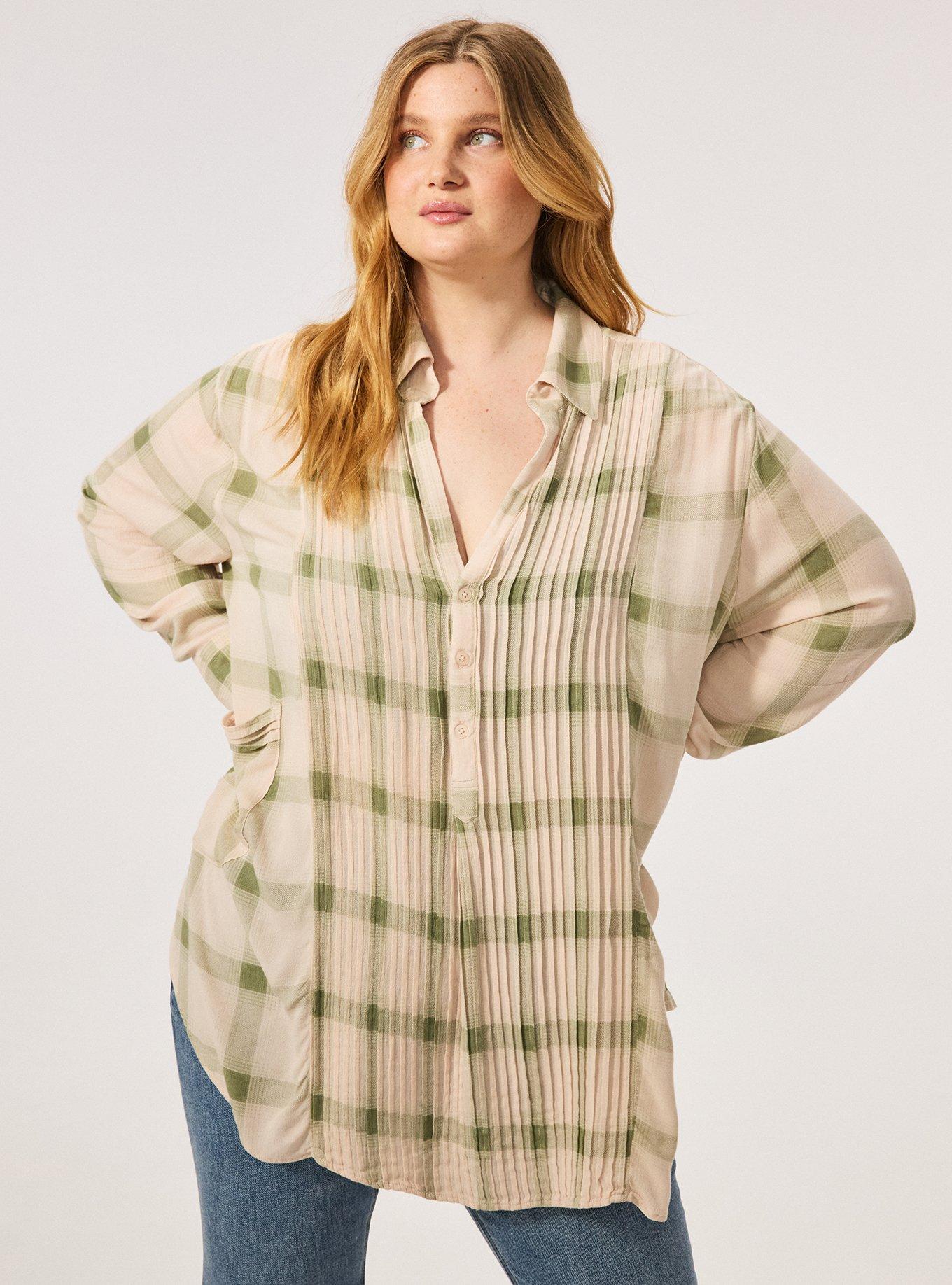 Festi Relaxed Popover Tunic, ELLIS PLAID CREAM, hi-res