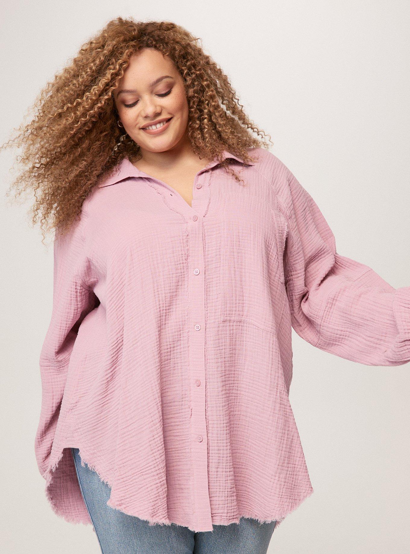 Festi Cotton Button-Up Relaxed Tunic, MAUVE SHADOWS, alternate