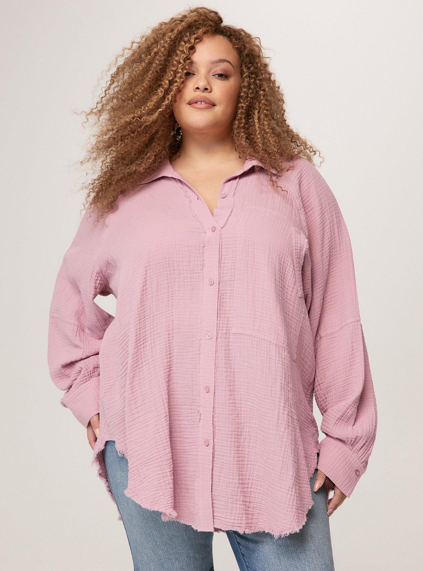 Festi Cotton Button-Up Relaxed Tunic, MAUVE SHADOWS, hi-res