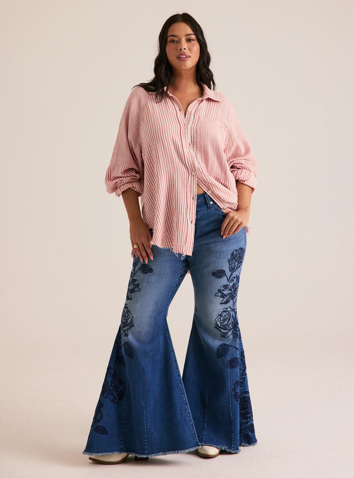 Festi Cotton Button-Up Relaxed Tunic, FESTI MIX STRIPE OLD ROSE, alternate