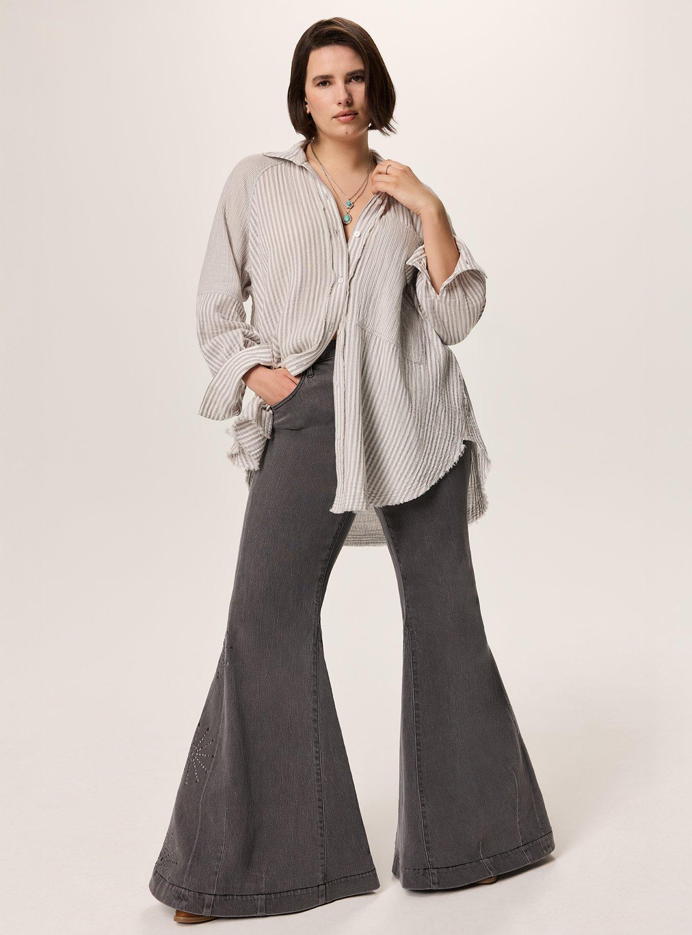 Festi Cotton Button-Up Relaxed Tunic, FESTI MIX STRIPE FORMAL GRAY, alternate