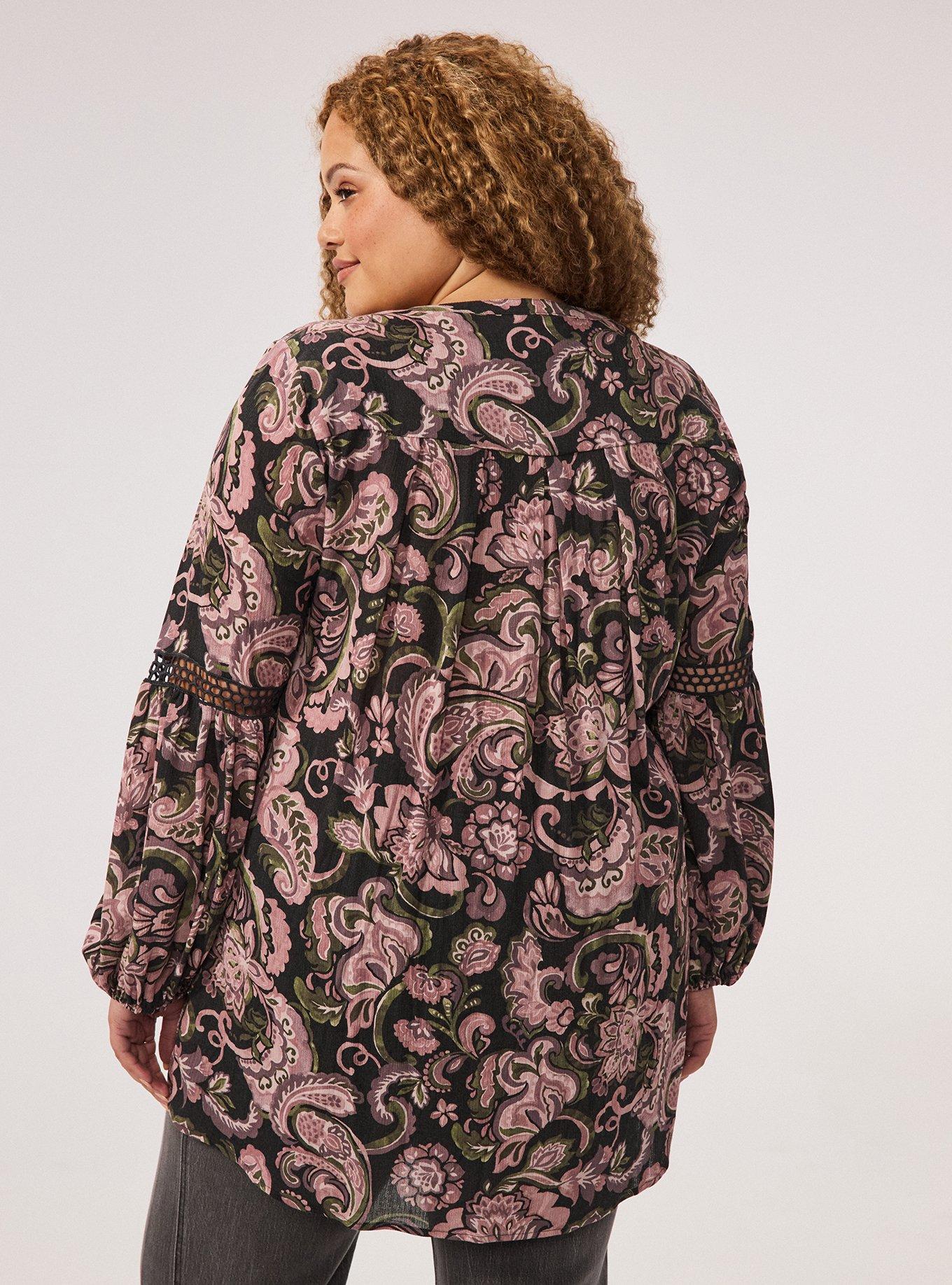 Festi Inset Gauze Tunic, PSYCHEDELIC PAISLEY BLACK, alternate
