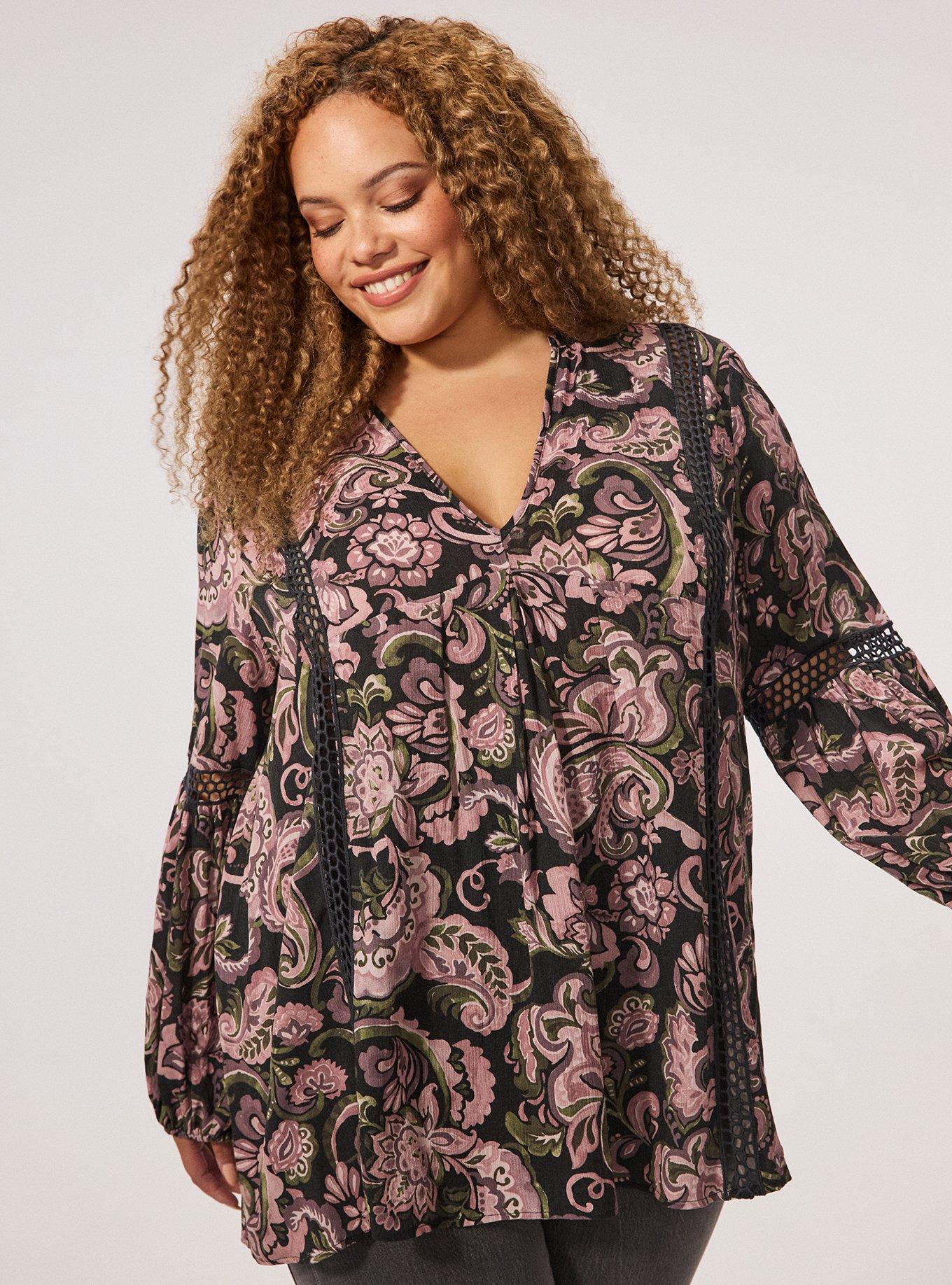 Festi Inset Gauze Tunic, PSYCHEDELIC PAISLEY BLACK, alternate