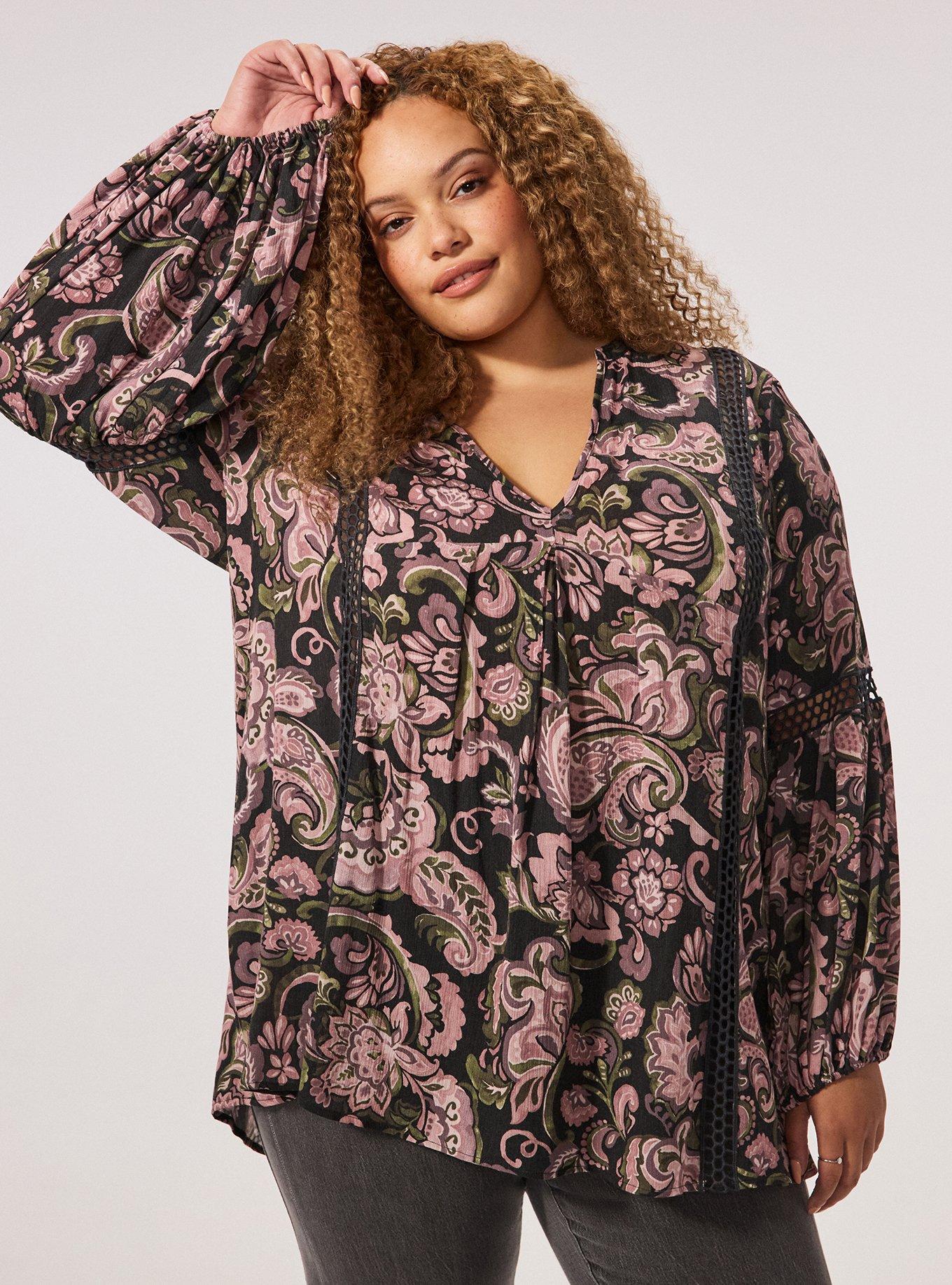 Festi Inset Gauze Tunic, PSYCHEDELIC PAISLEY BLACK, hi-res