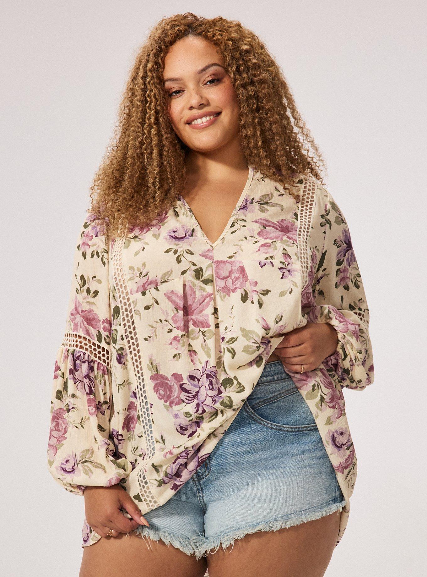 Festi Inset Gauze Tunic, ROSE FANTASY FLORAL MULTI, hi-res