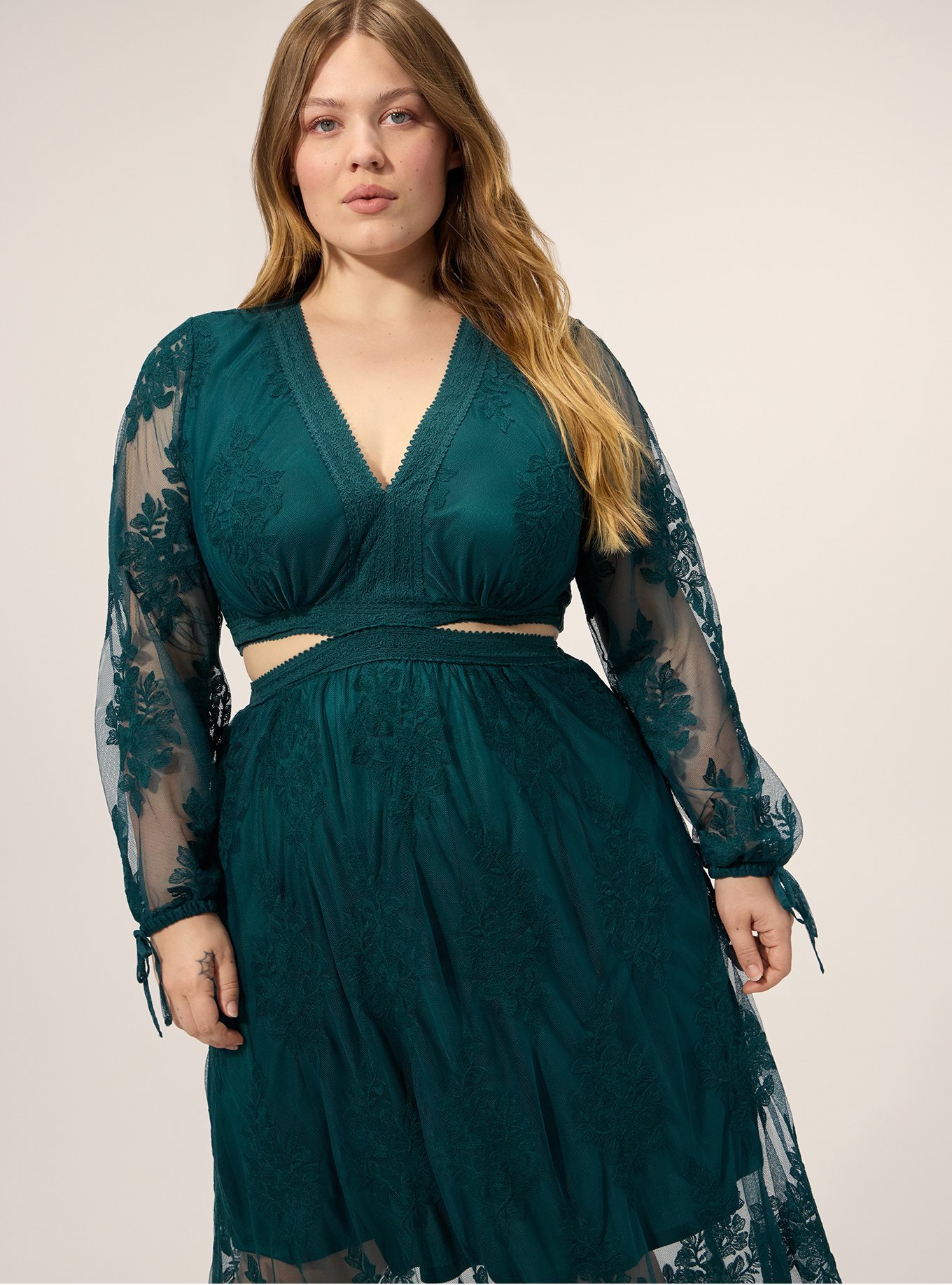 Festi Cutout Embroidered Maxi Dress, DARK SEA, alternate