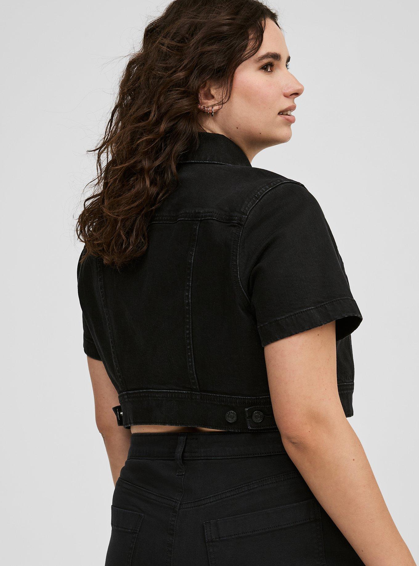 Short Sleeve Cropped Trucker Jacket