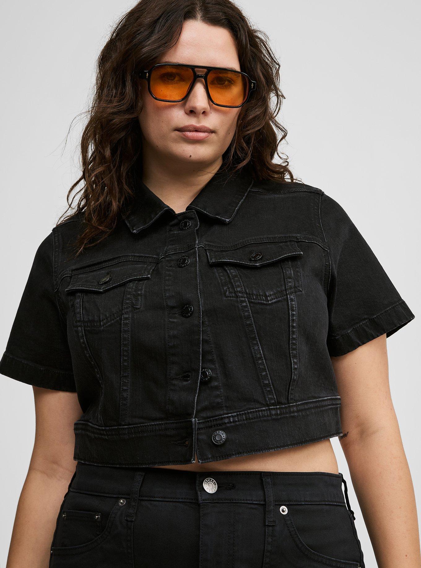 Short Sleeve Cropped Trucker Jacket