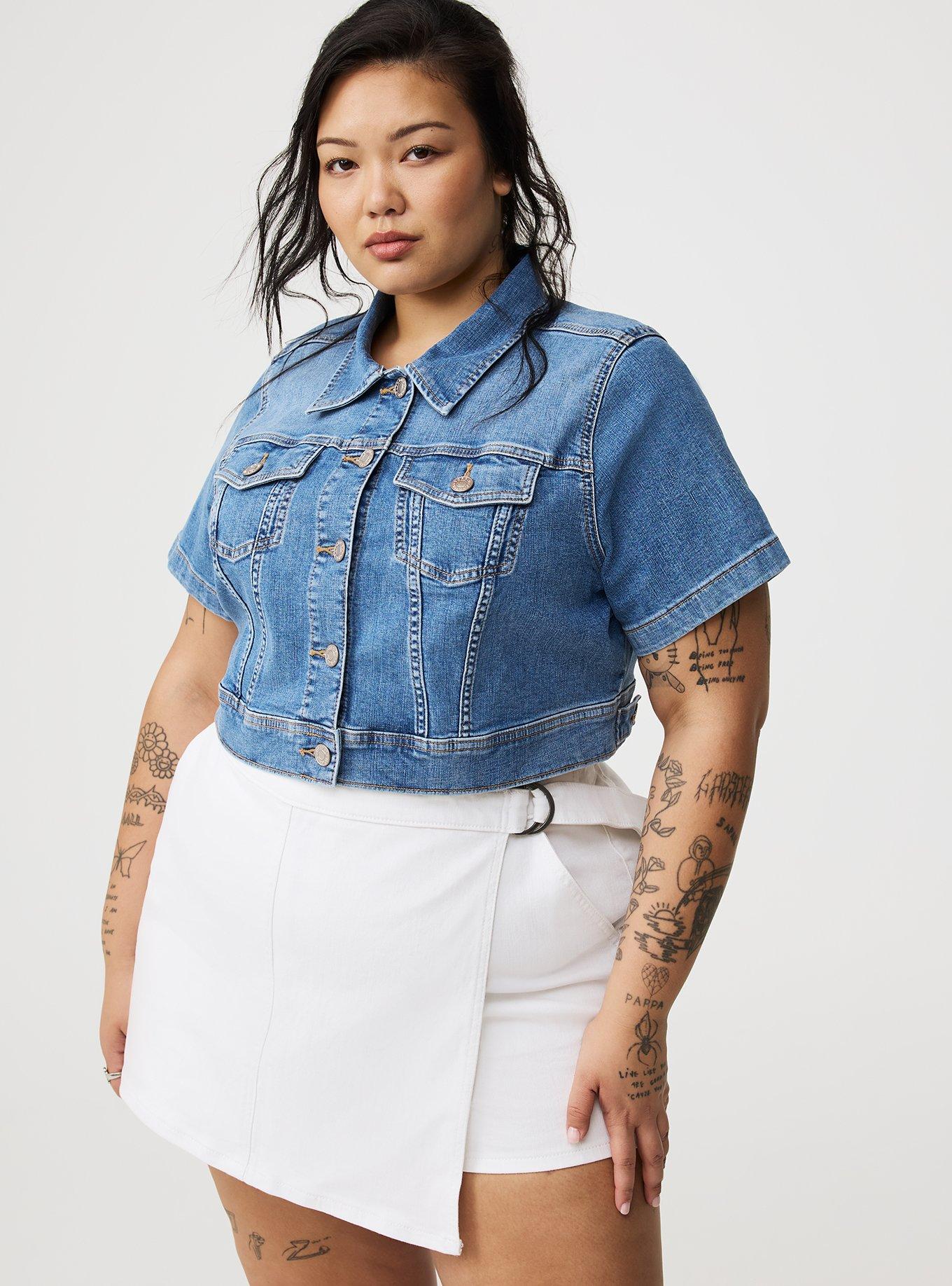 Short Sleeve Cropped Trucker Jacket
