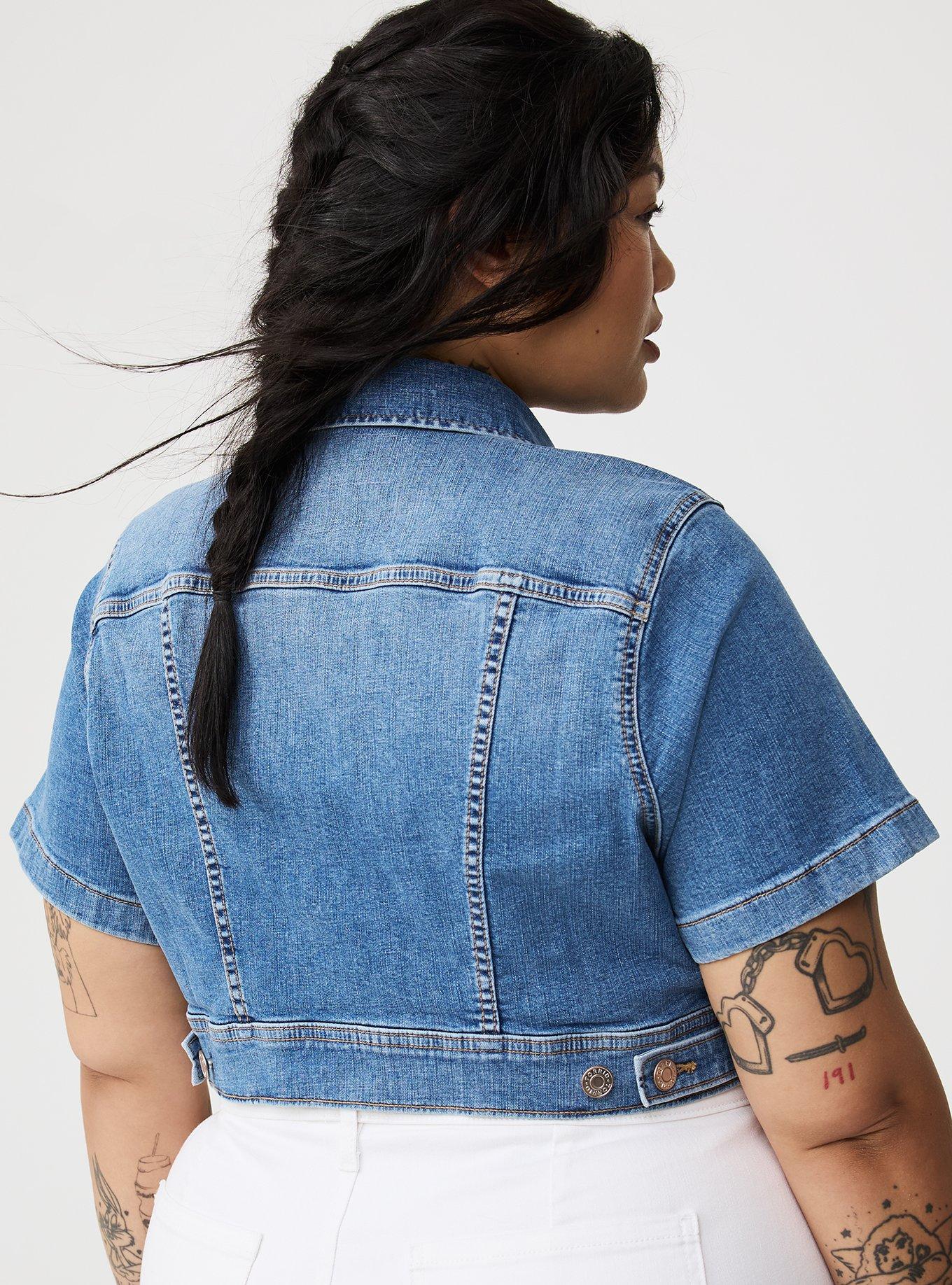 Short Sleeve Cropped Trucker Jacket