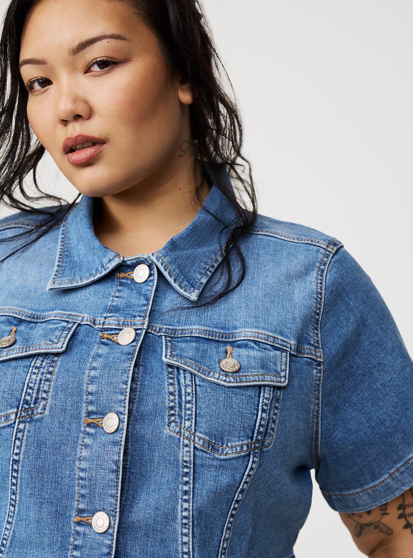 Plus Size - Denim Short Sleeve Cropped Trucker - Torrid