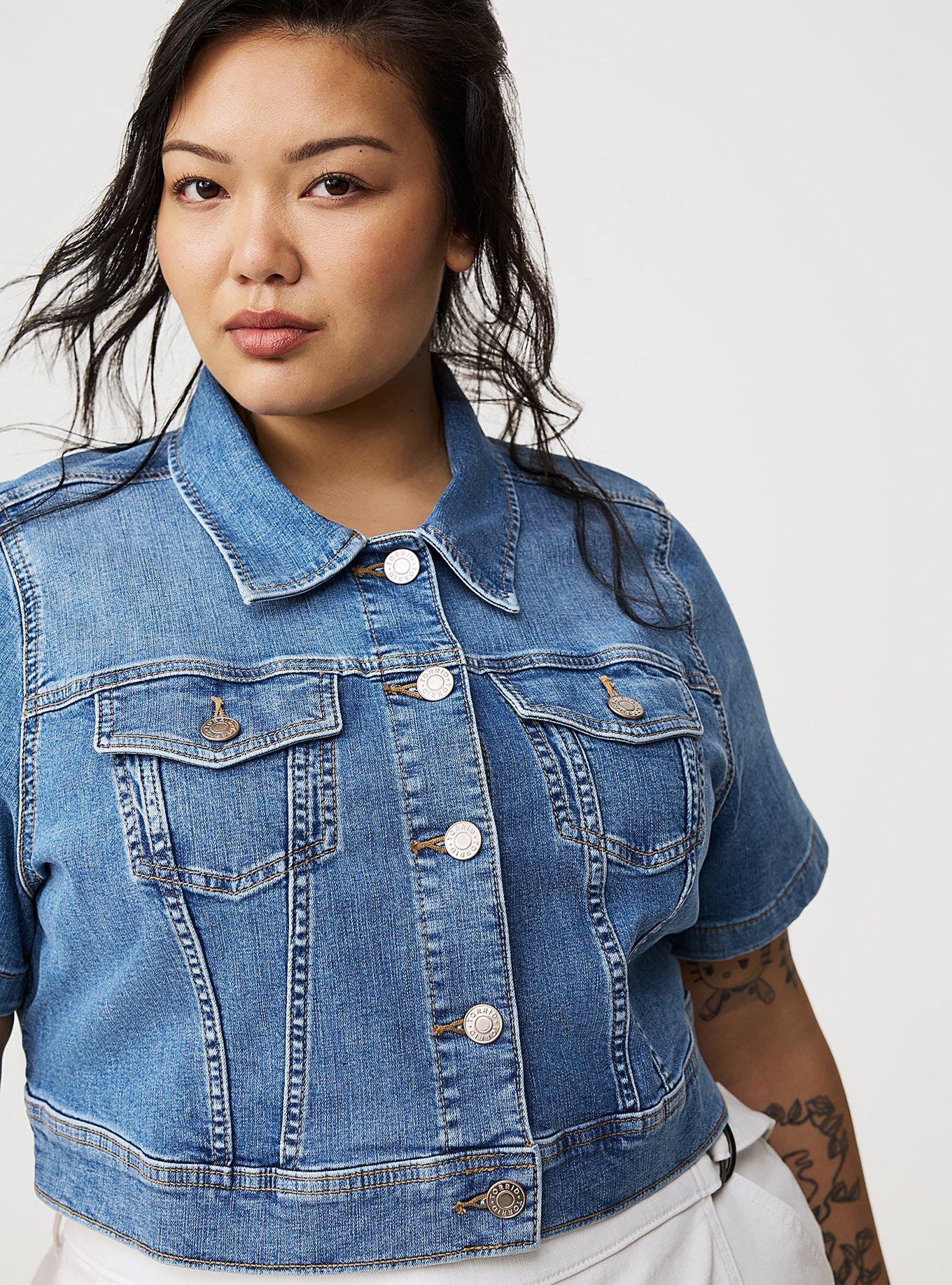 Short Sleeve Cropped Trucker Jacket