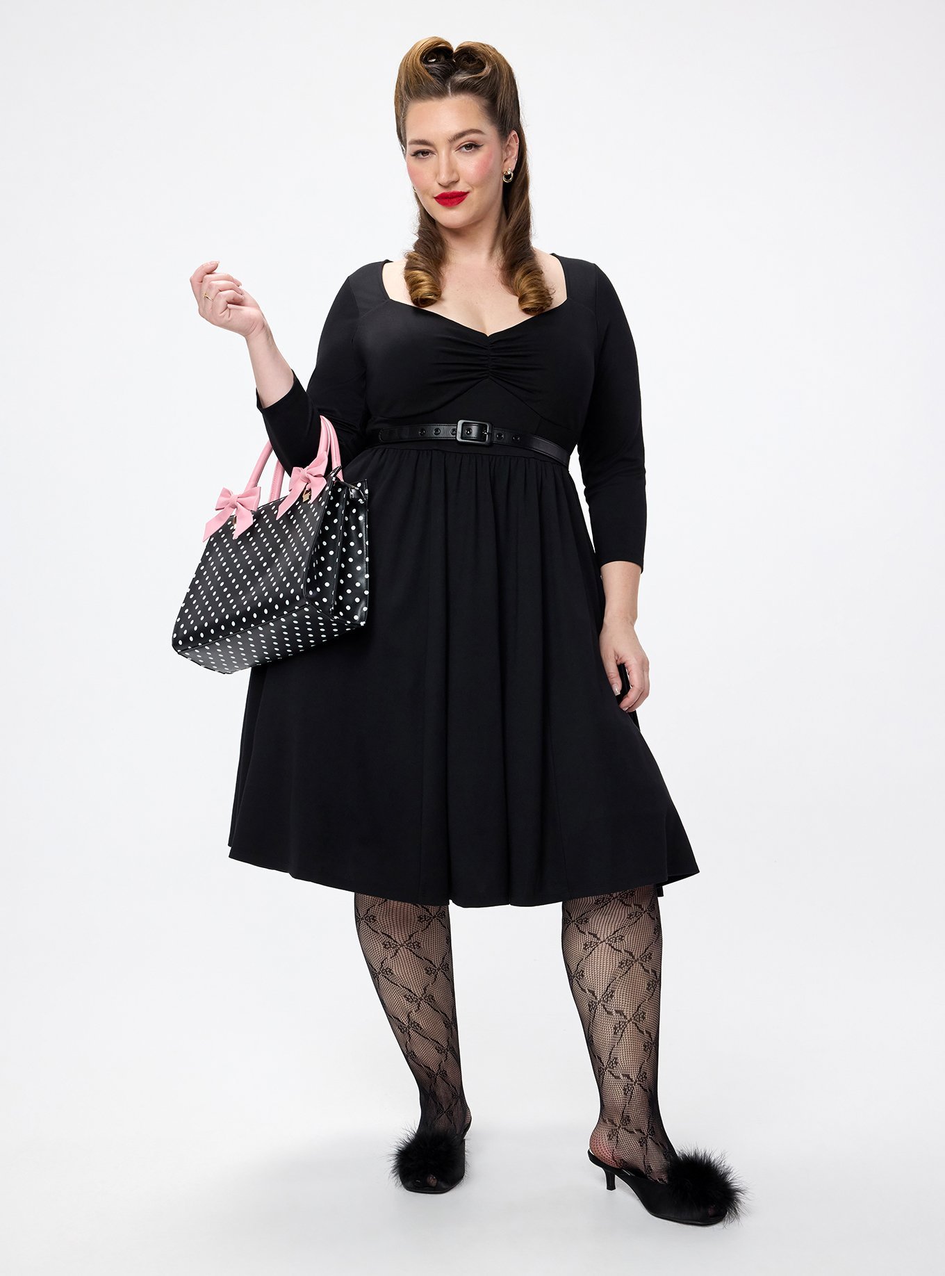 Bow Fishnet Tights, DEEP BLACK, hi-res