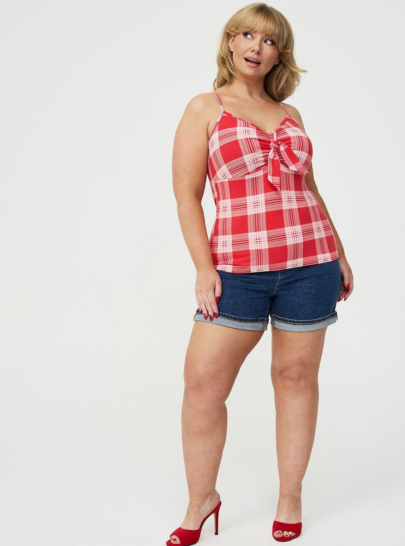 Retro Chic Foxy Tie-Front Cami, JACKSON PLAID RED, alternate
