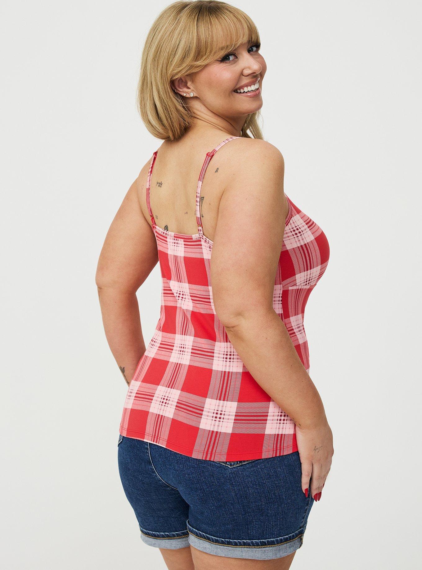 Retro Chic Foxy Tie-Front Cami, JACKSON PLAID RED, alternate