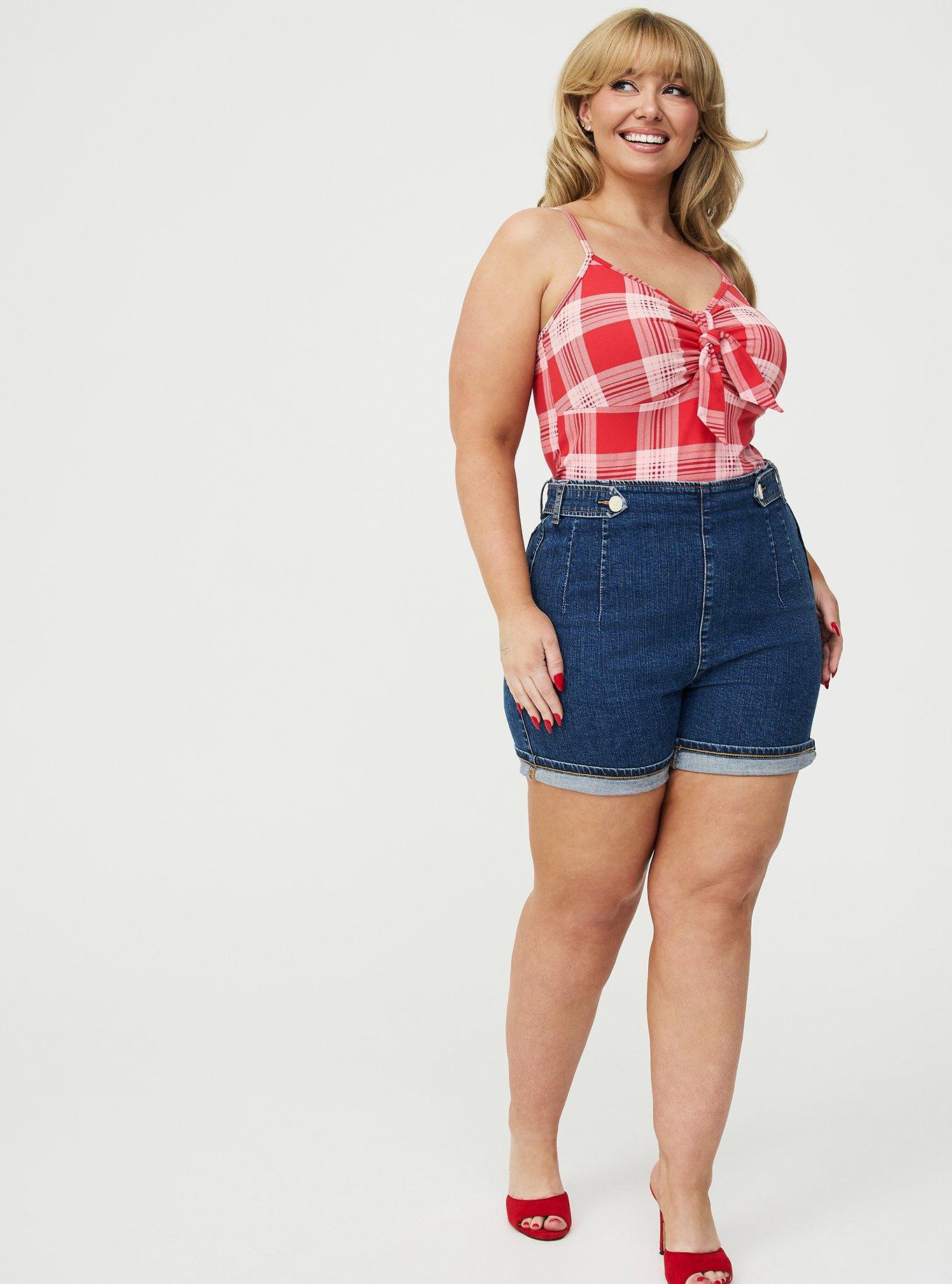 Retro Chic Foxy Tie-Front Cami, JACKSON PLAID RED, alternate