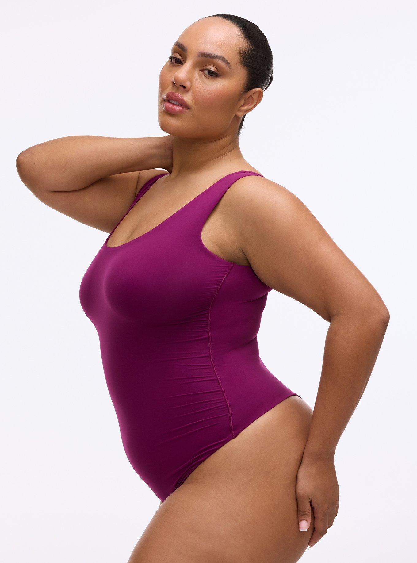 Butter Soft Micro Thong Bodysuit, PLUM CASPIA, alternate
