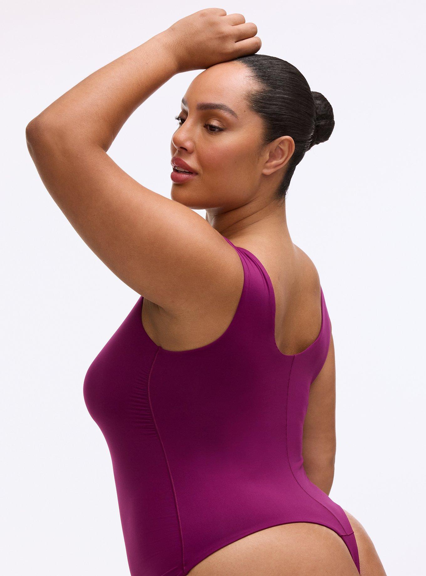 Butter Soft Micro Thong Bodysuit, PLUM CASPIA, alternate