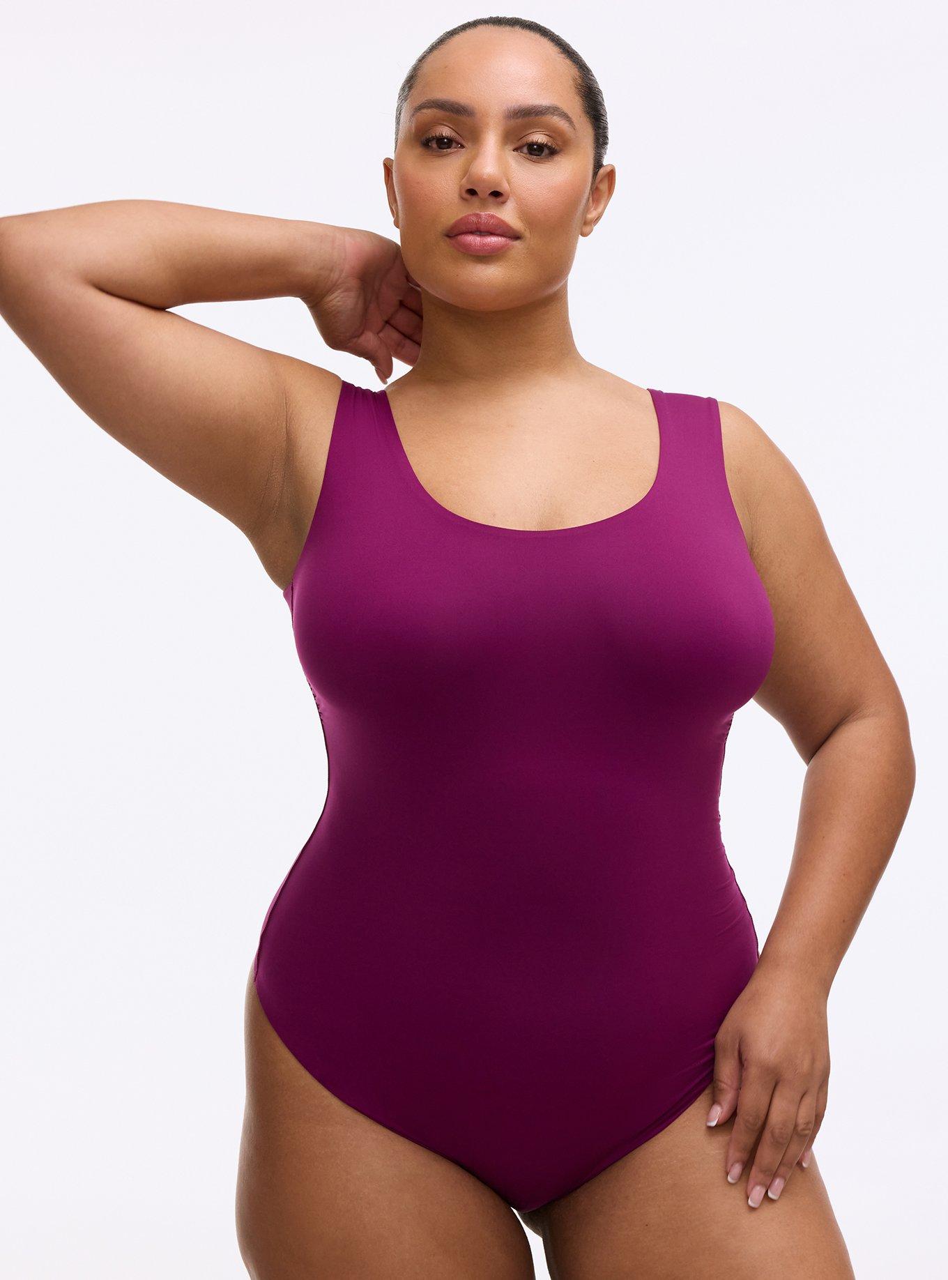 Butter Soft Micro Thong Bodysuit, PLUM CASPIA, hi-res