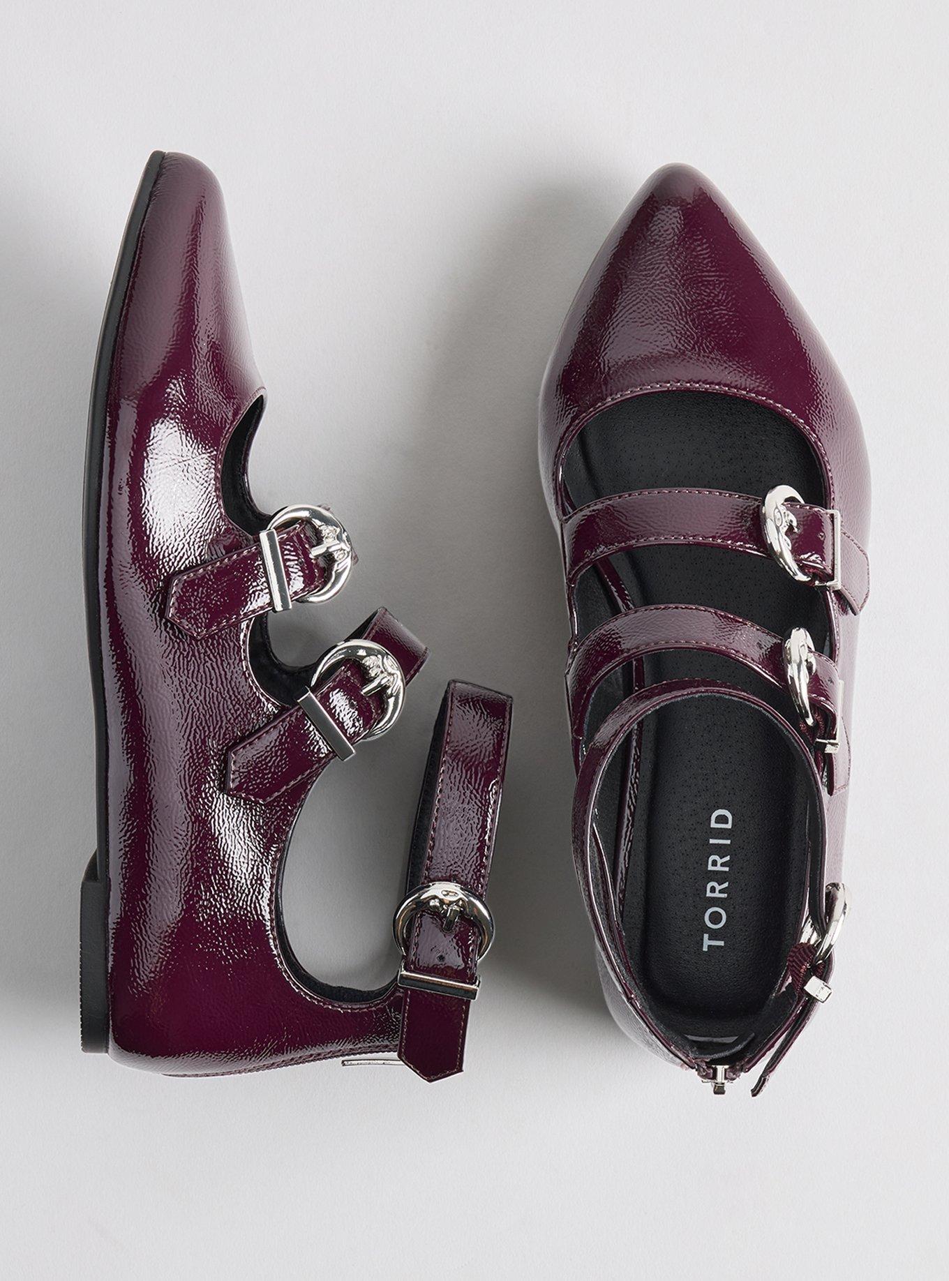 Buckle Pointed Toe Flat (WW), WINE, hi-res