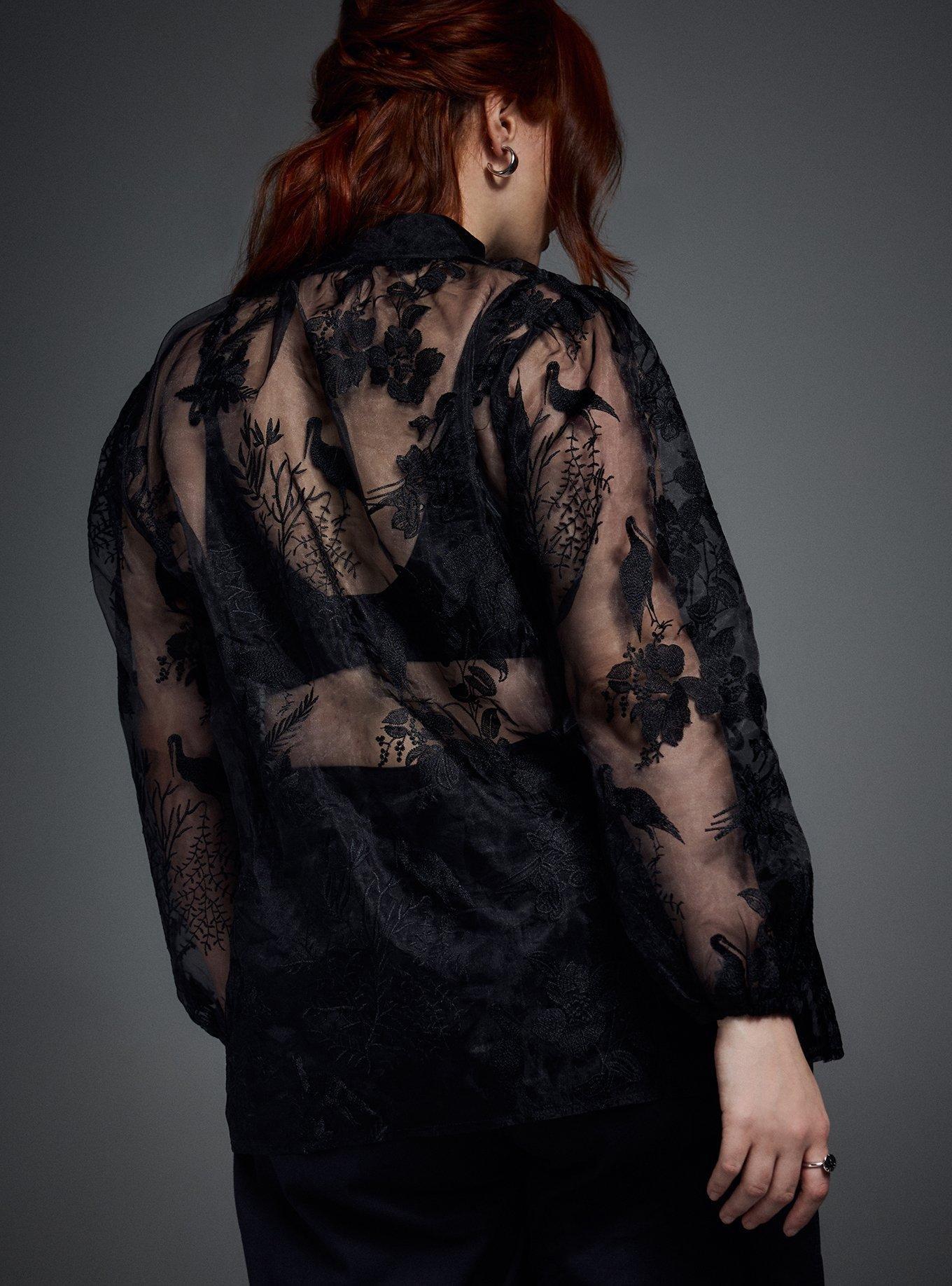 Nightfall Embroidered Mesh Top
