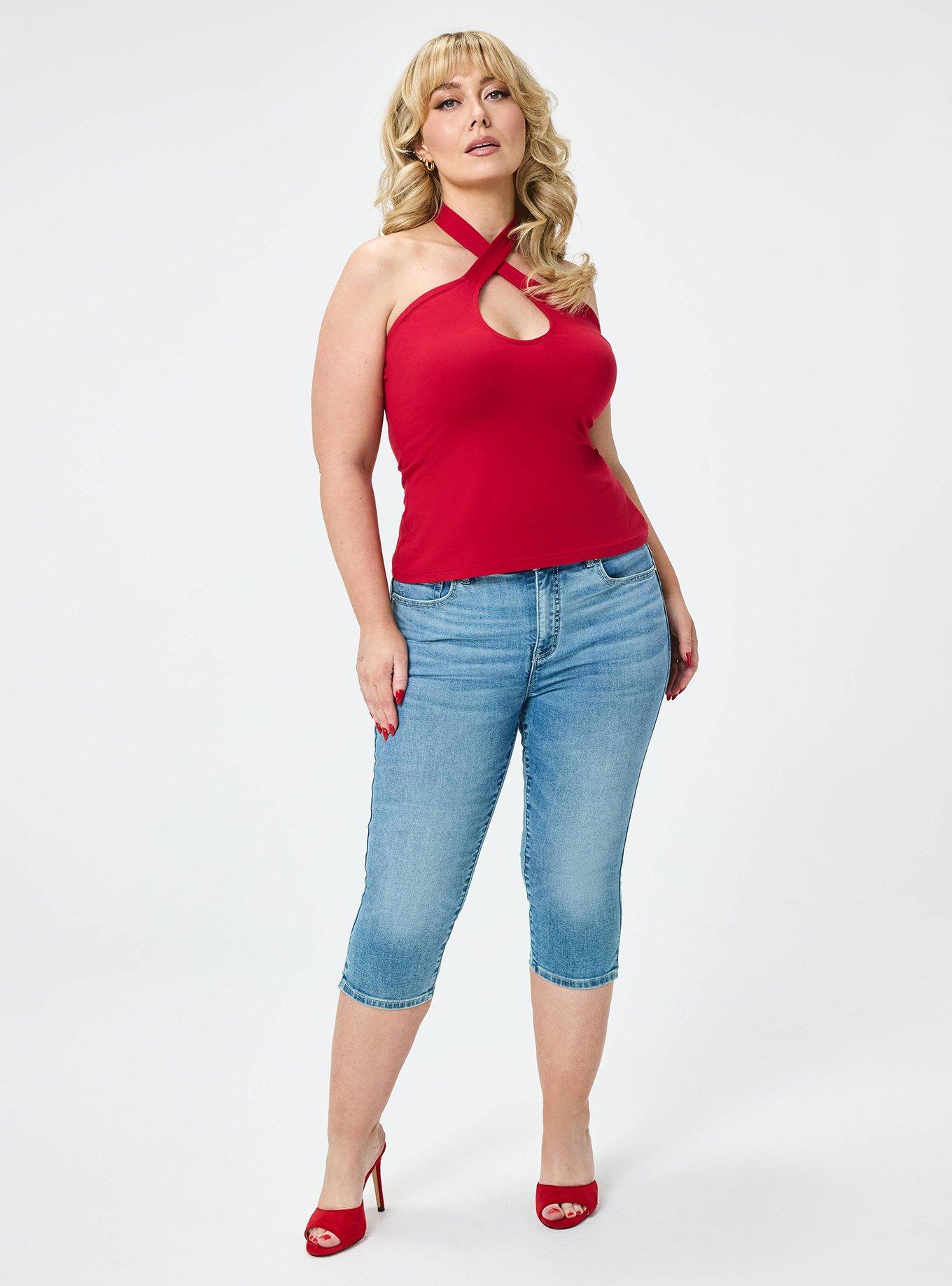 Retro Chic Foxy Twist Neck Halter Top, JESTER RED, alternate