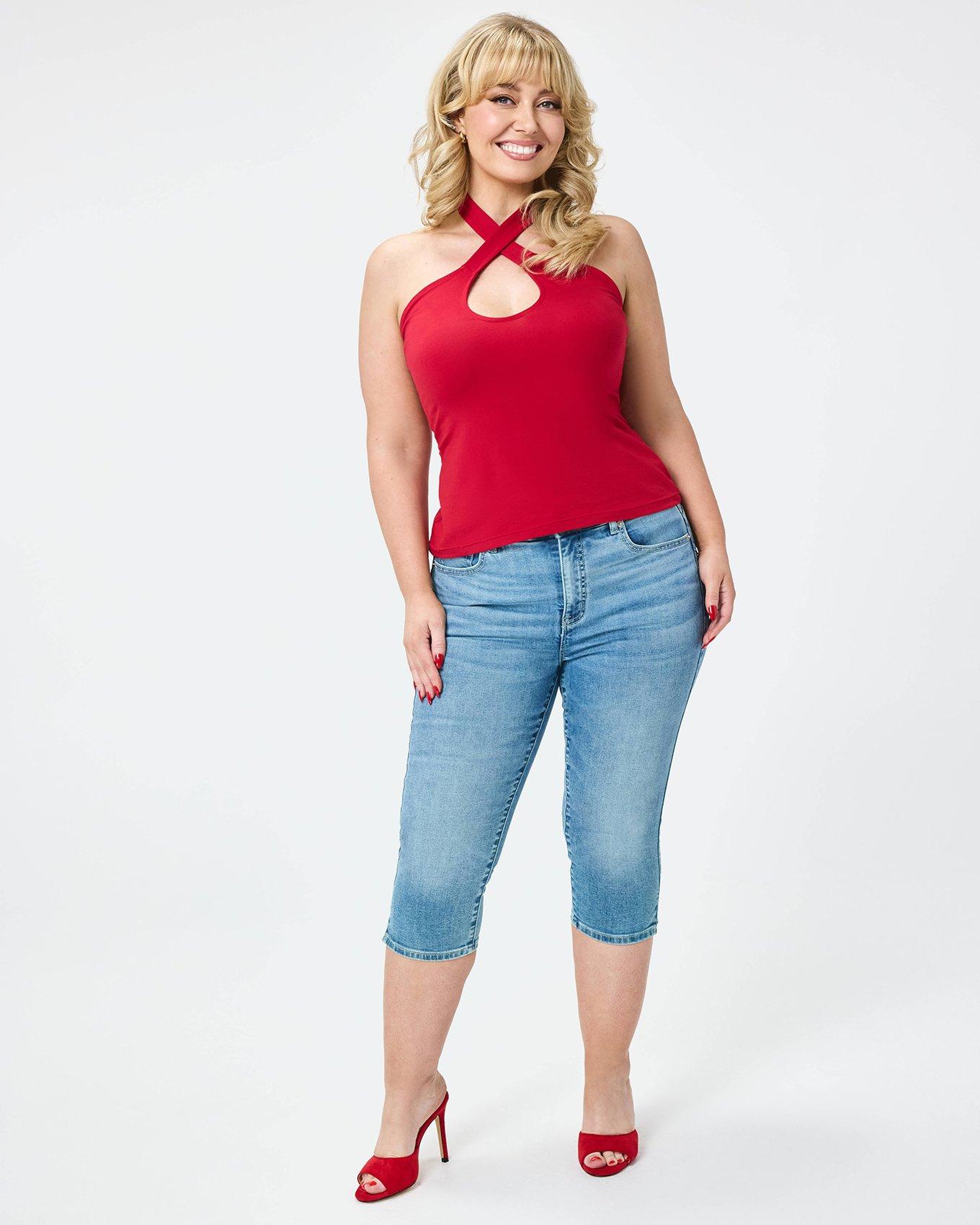 Retro Chic Foxy Twist Neck Halter Top, JESTER RED, alternate