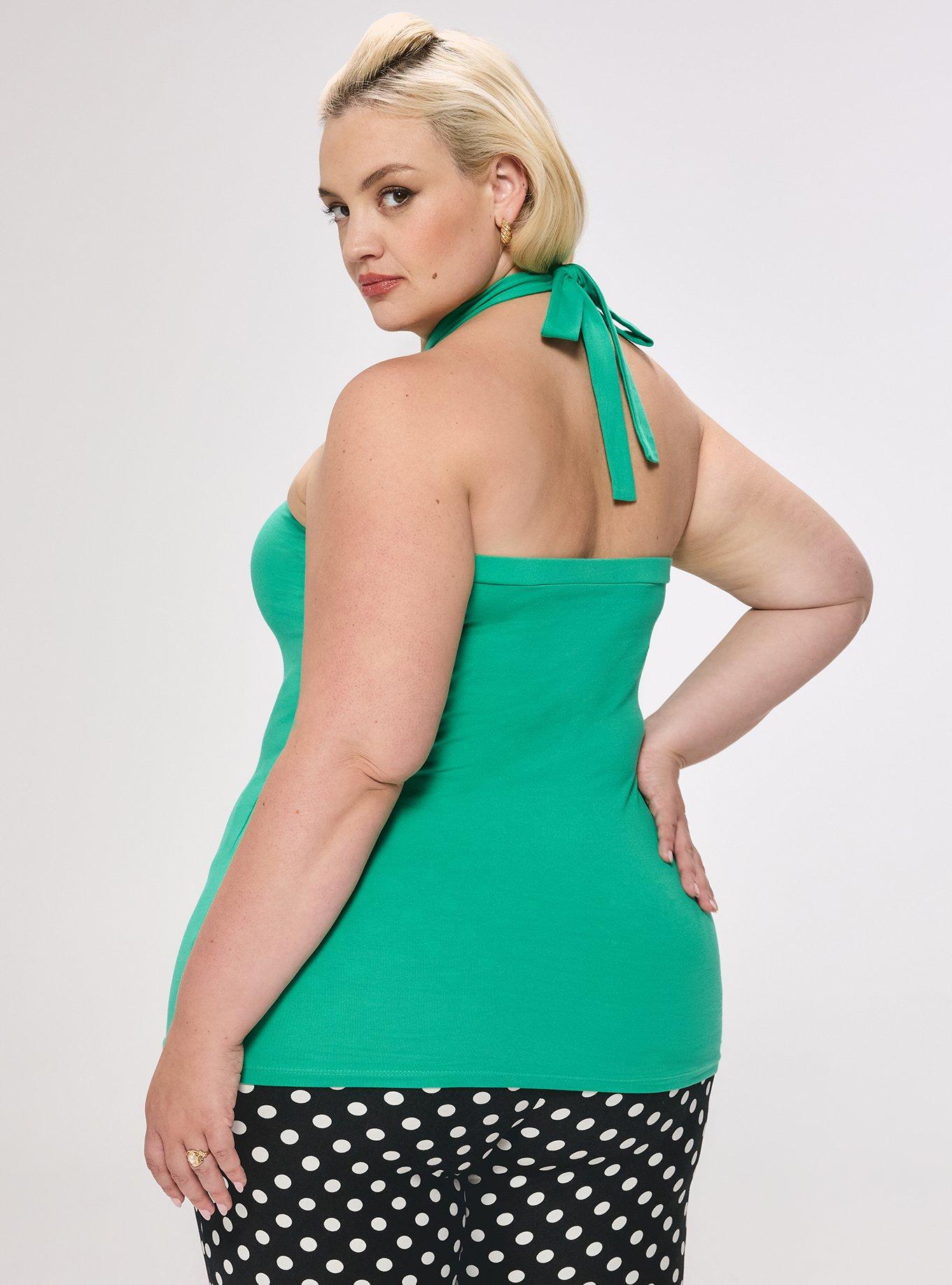 Retro Chic Twist Neck Halter Top, SIMPLY GREEN, alternate