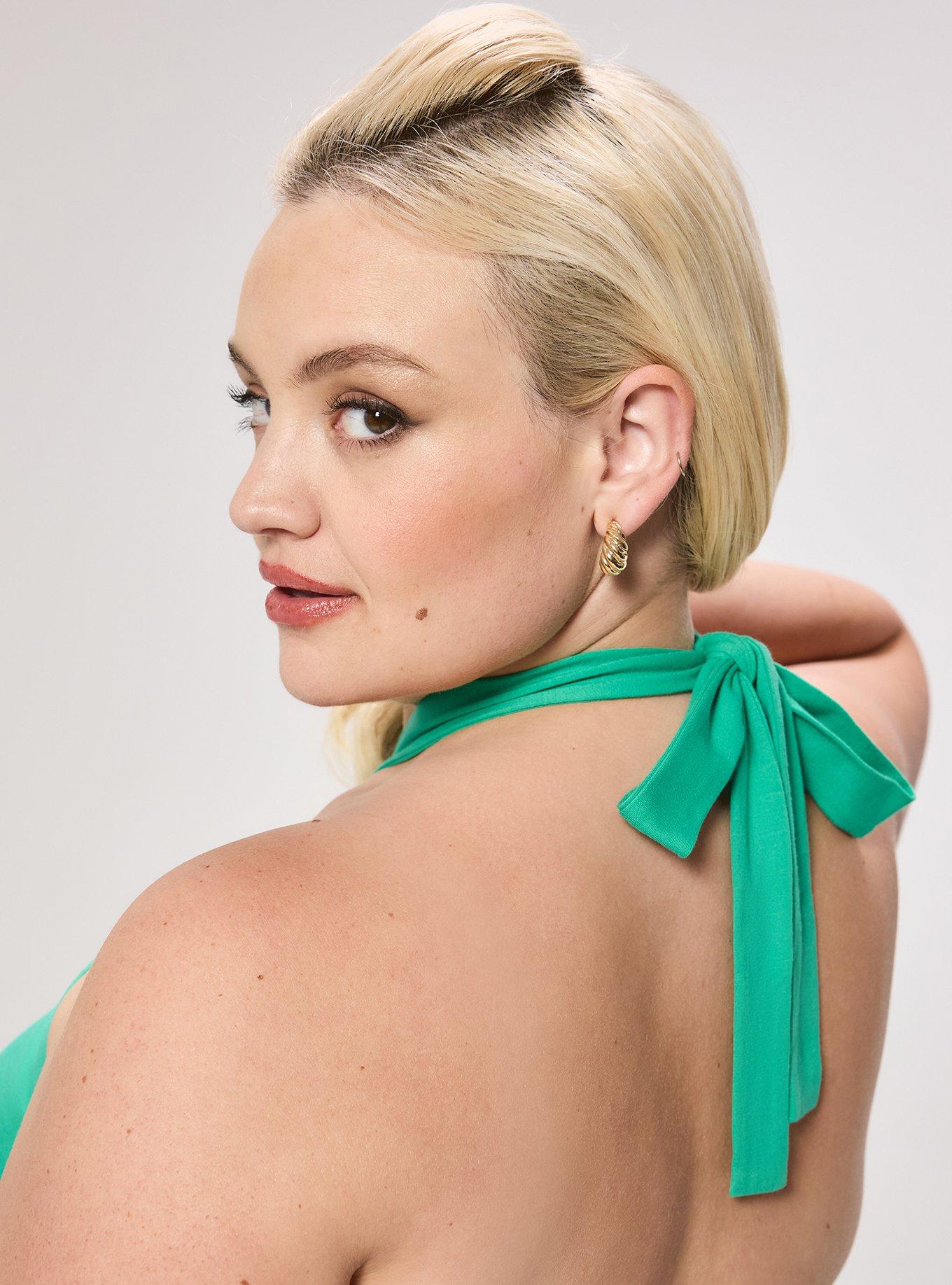 Retro Chic Twist Neck Halter Top, SIMPLY GREEN, alternate