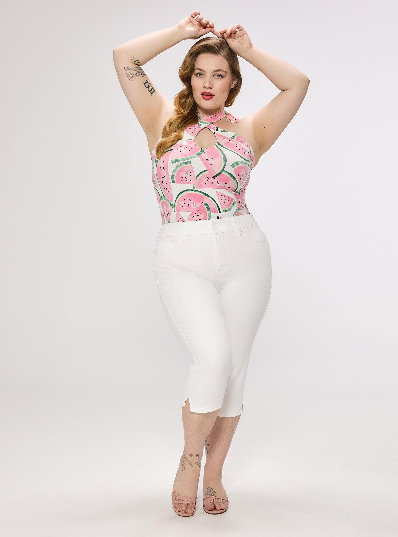 Retro Chic Twist Neck Halter Top, WATERMELON LAYER WHITE, alternate