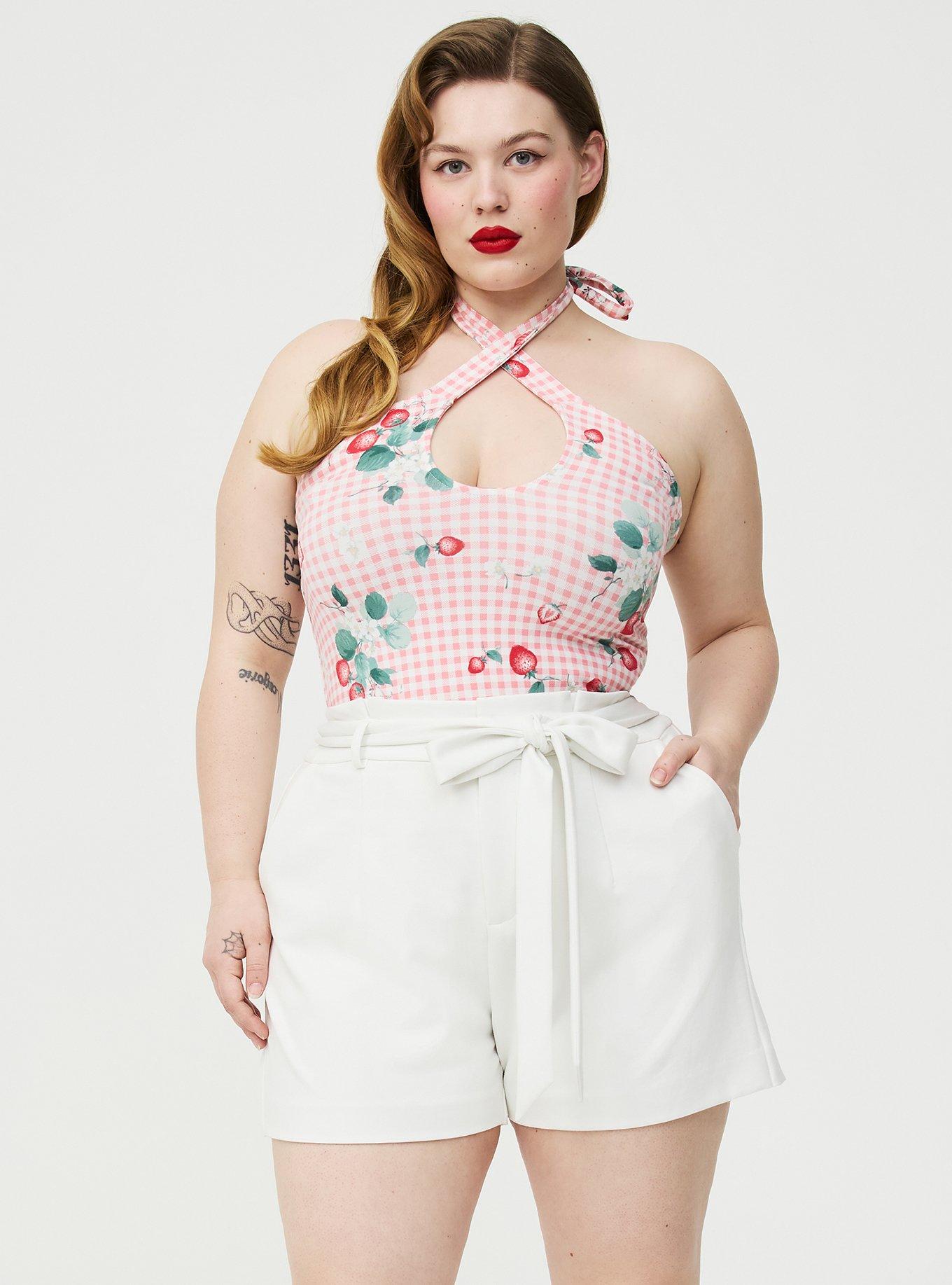 Retro Chic Twist Neck Halter Top, ELLA STRAWBERRIES PINK, alternate