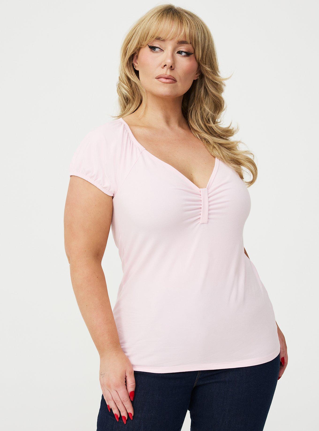Retro Chic Foxy Sweetheart Puff Sleeve Top, ICY PINK, hi-res