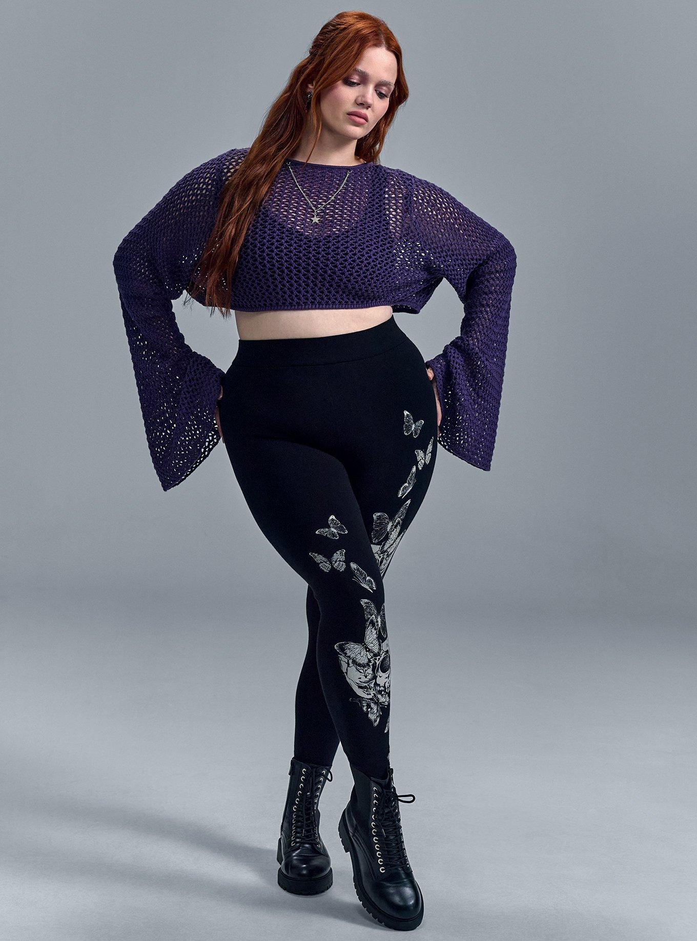 Plus Size Nightfall Full Length Printed Legging, BUTTERFLY SKULL, hi-res