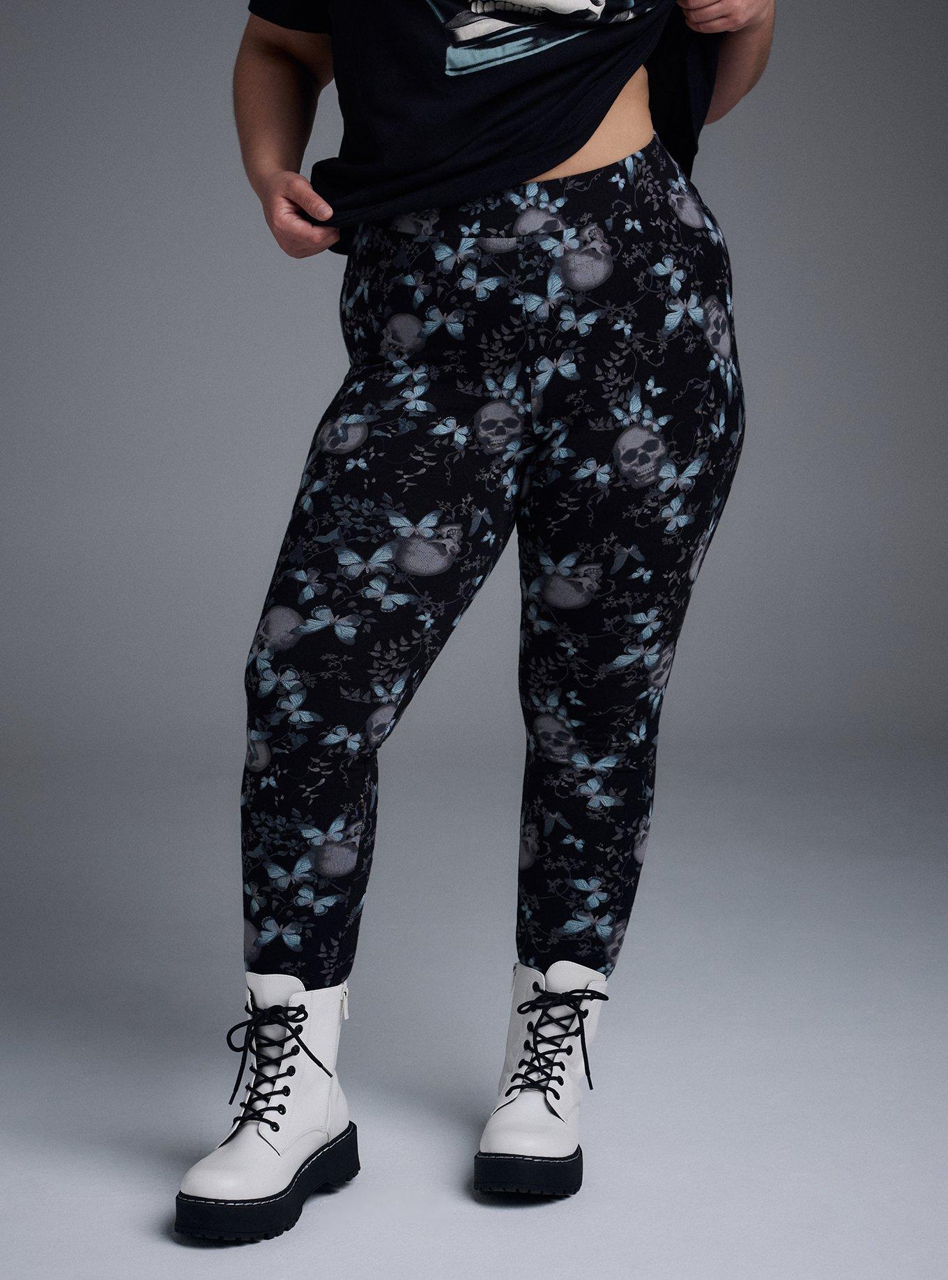 Nightfall Full Length Printed Legging, MONARCH SKULLS BLACK, alternate