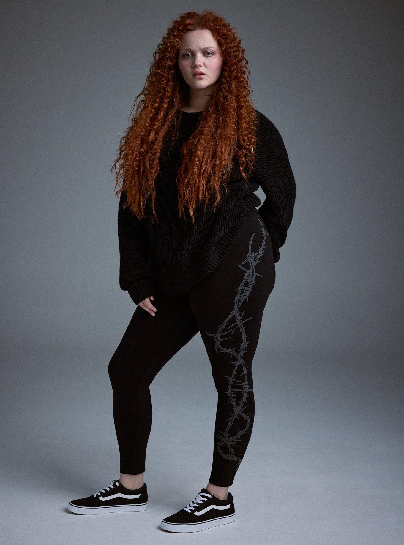 Plus Size Nightfall Full-Length Printed Legging, NIGHT BARB DEEP BLACK, hi-res