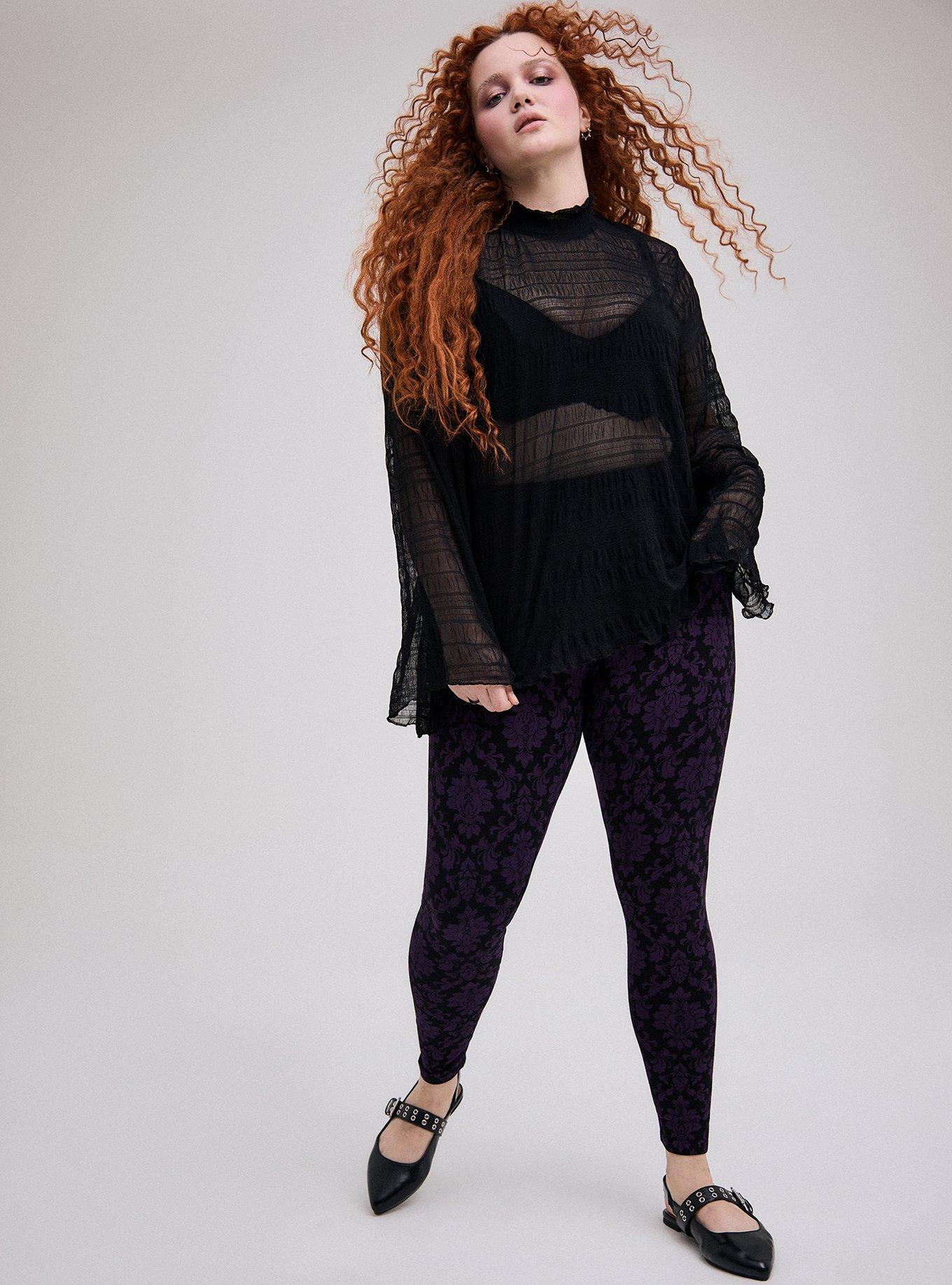 Plus Size Nightfall Full-Length Printed Legging, MEDIEVAL DAMASK BLACK, hi-res