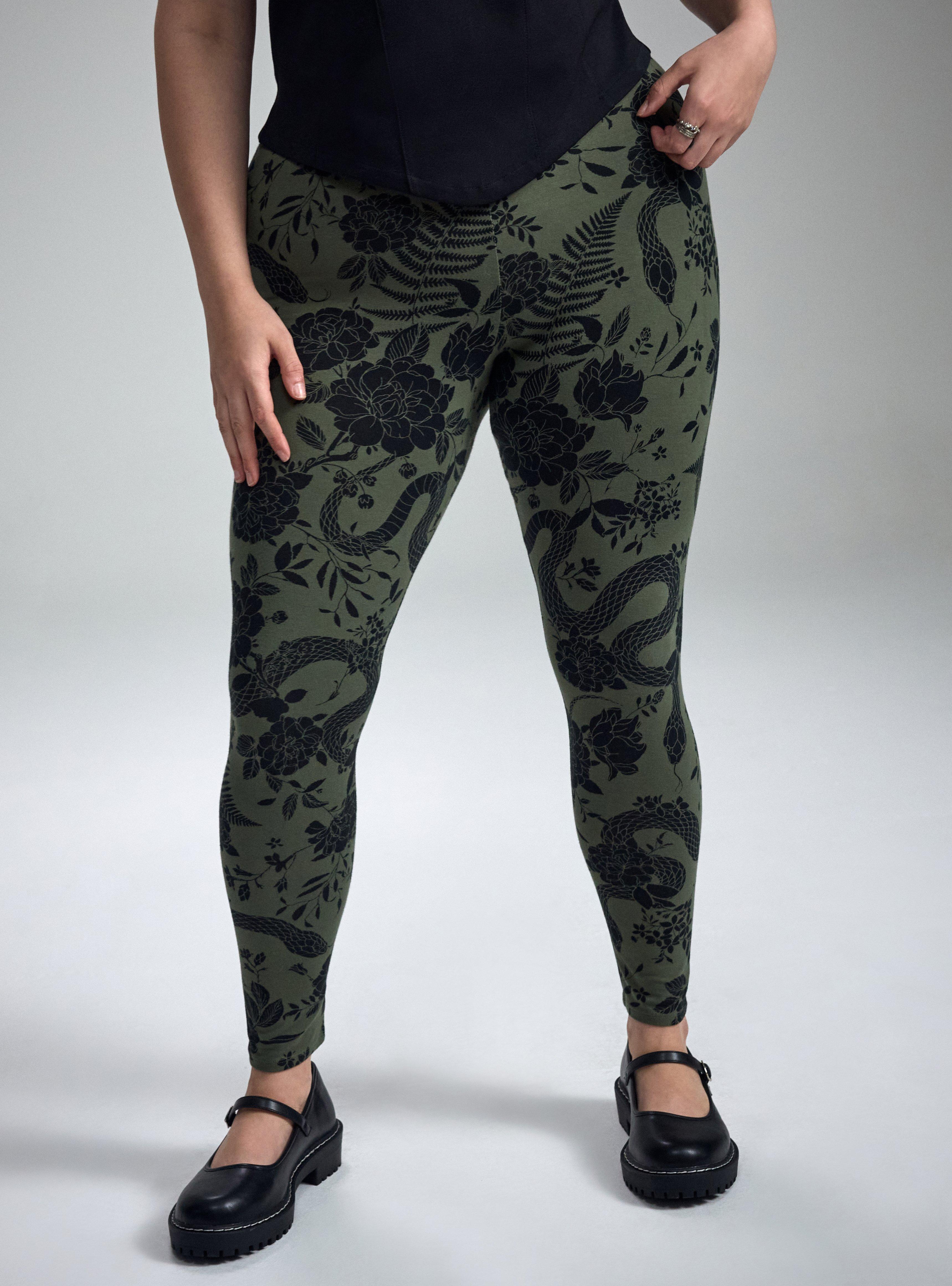 Nightfall Full Length Printed Legging, SNAKE FLORAL GREEN, alternate