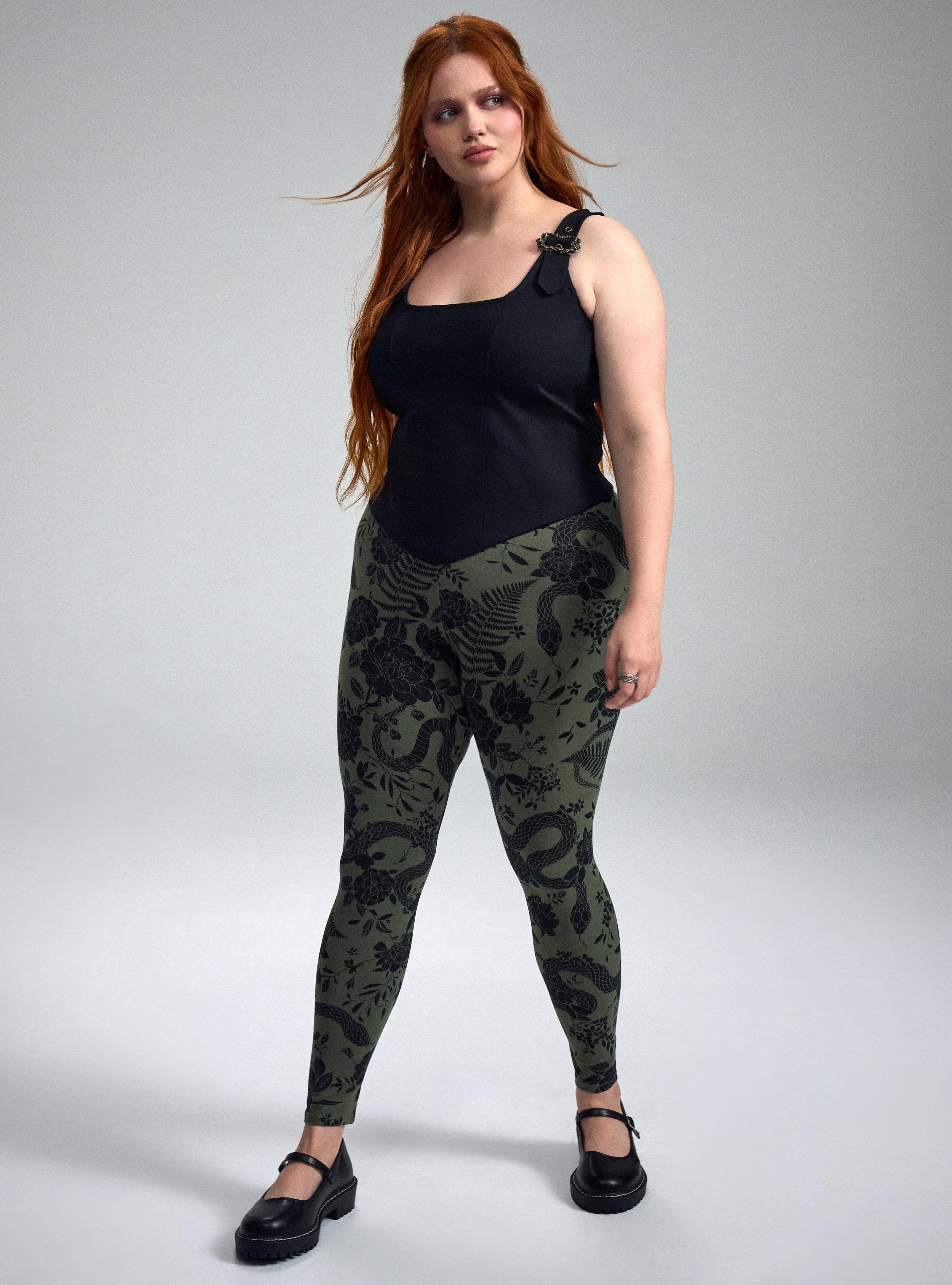 Nightfall Full Length Printed Legging, SNAKE FLORAL GREEN, alternate
